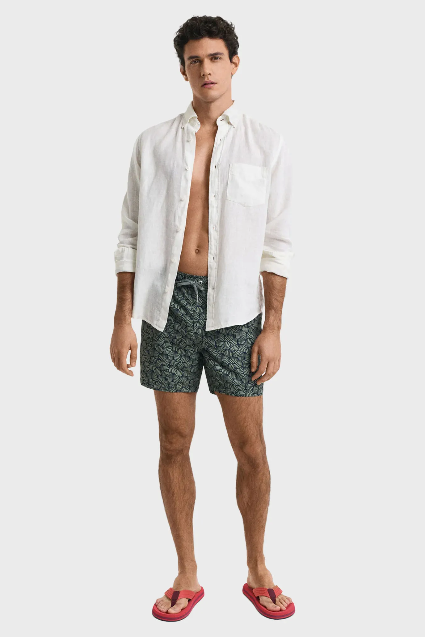 Мужские зеленые плавательные шорты с узором ROPE PRINT SWIM SHORTS 2