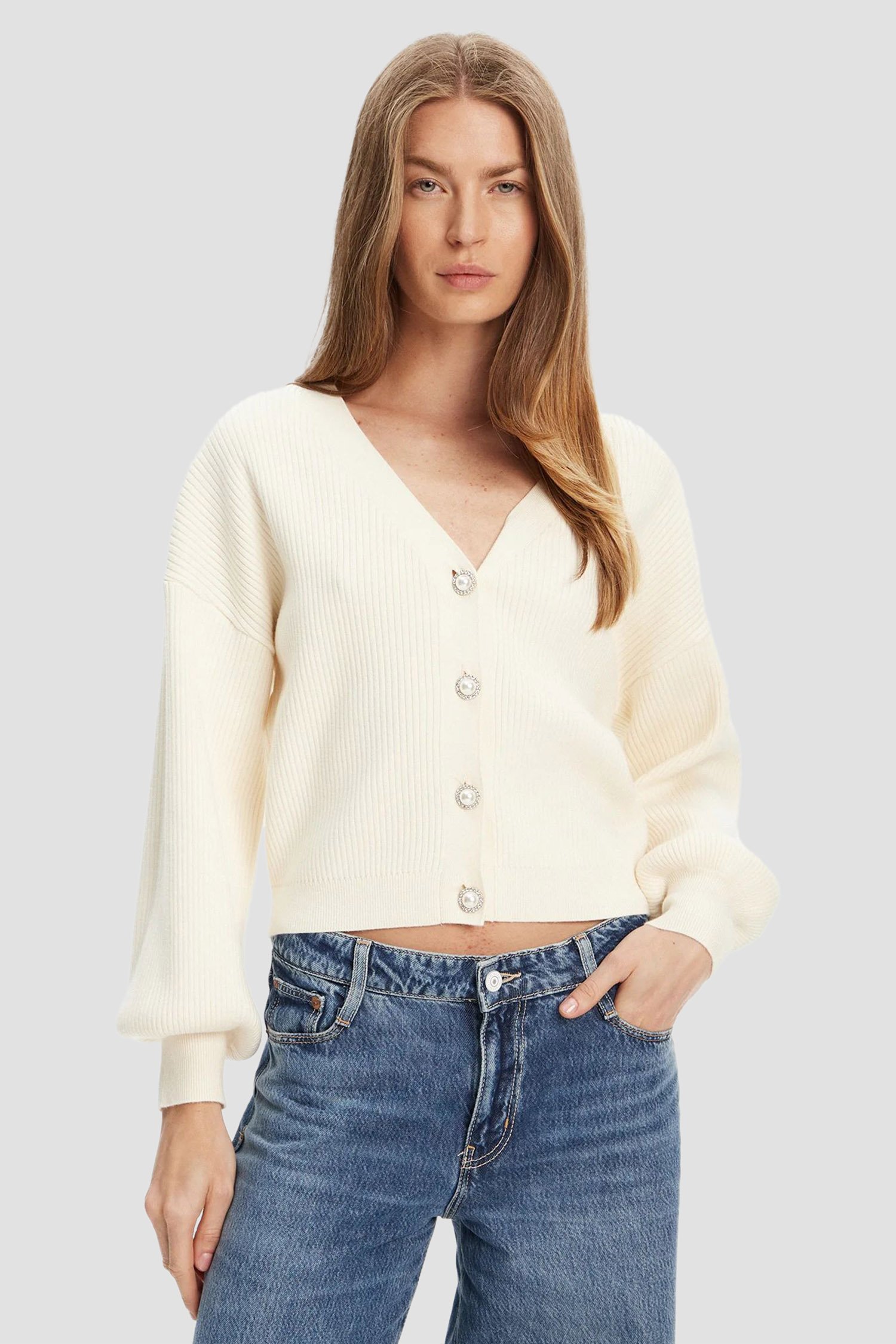Женский белый кардиган Белый M Guess W5YR07.Z2ZK2;G012 Женский белый кардиган Белый M Guess W5YR07.Z2ZK2;G012