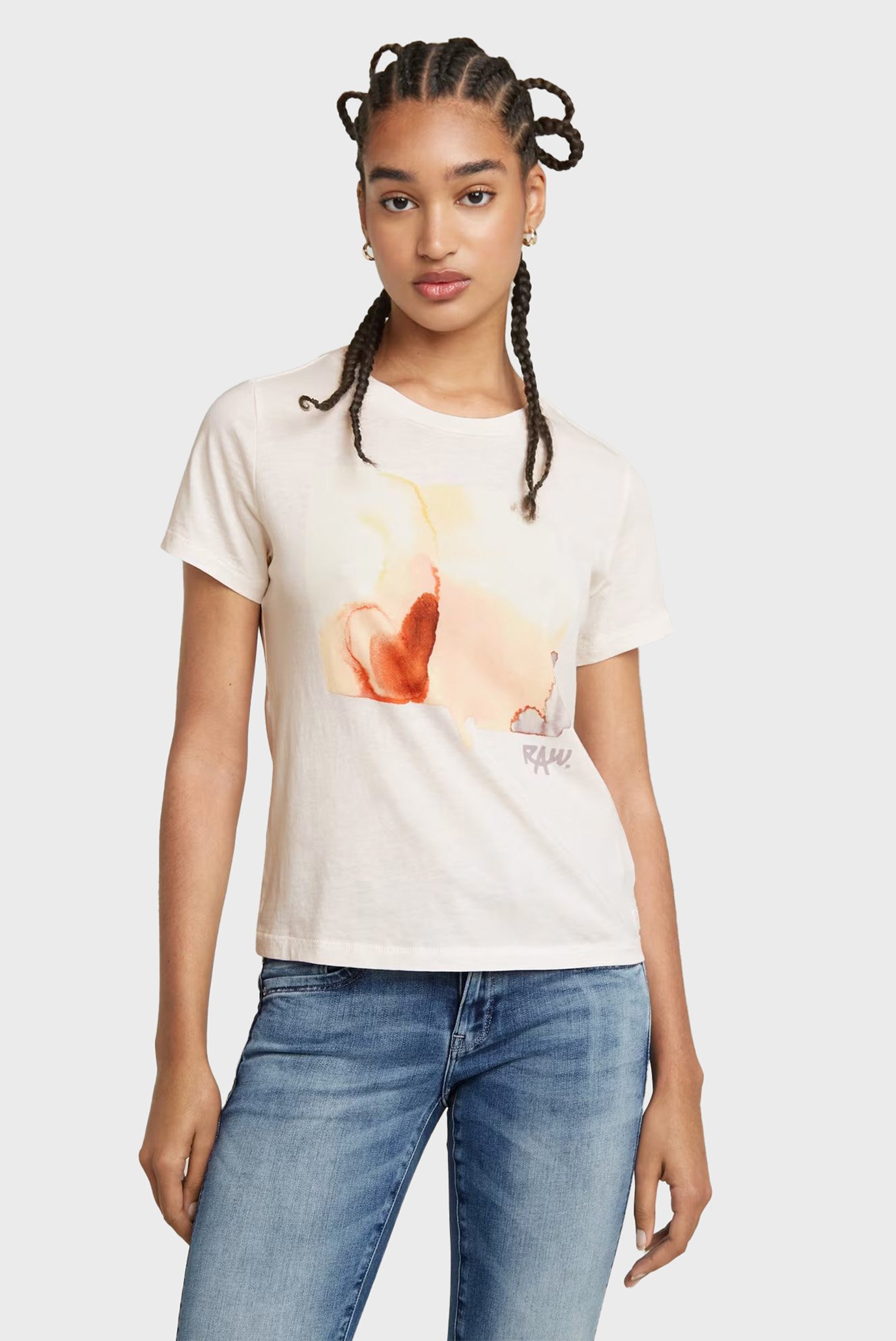 Женская белая футболка Abstract water color print 1