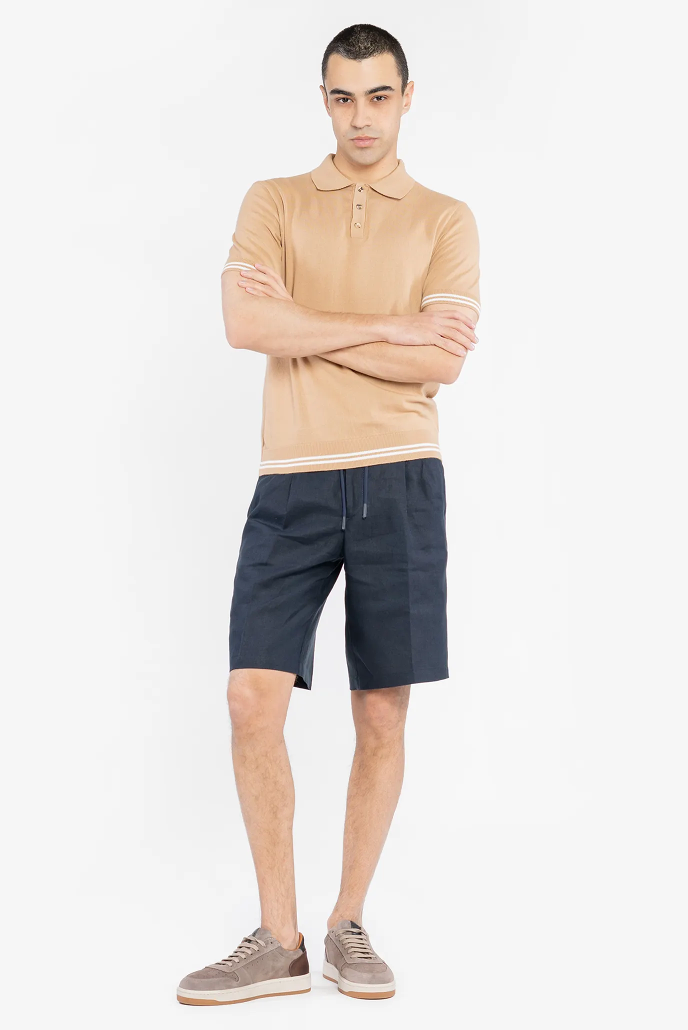 Чоловічі темно-сині лляні шорти 2