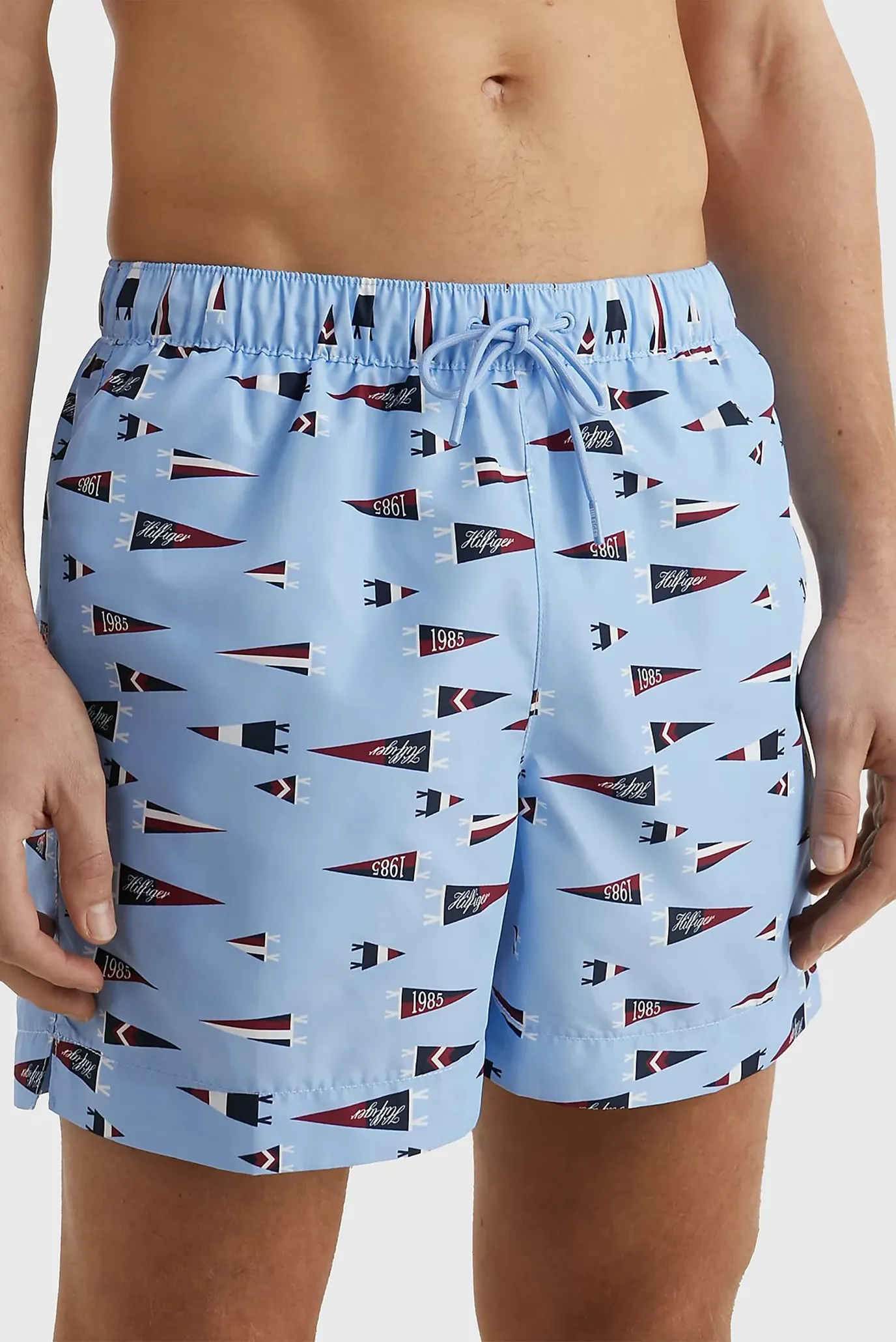 Мужские голубые плавательные шорты с узором MEDIUM DRAWSTRING PRINT Голубой S Tommy Hilfiger UM0UM02827