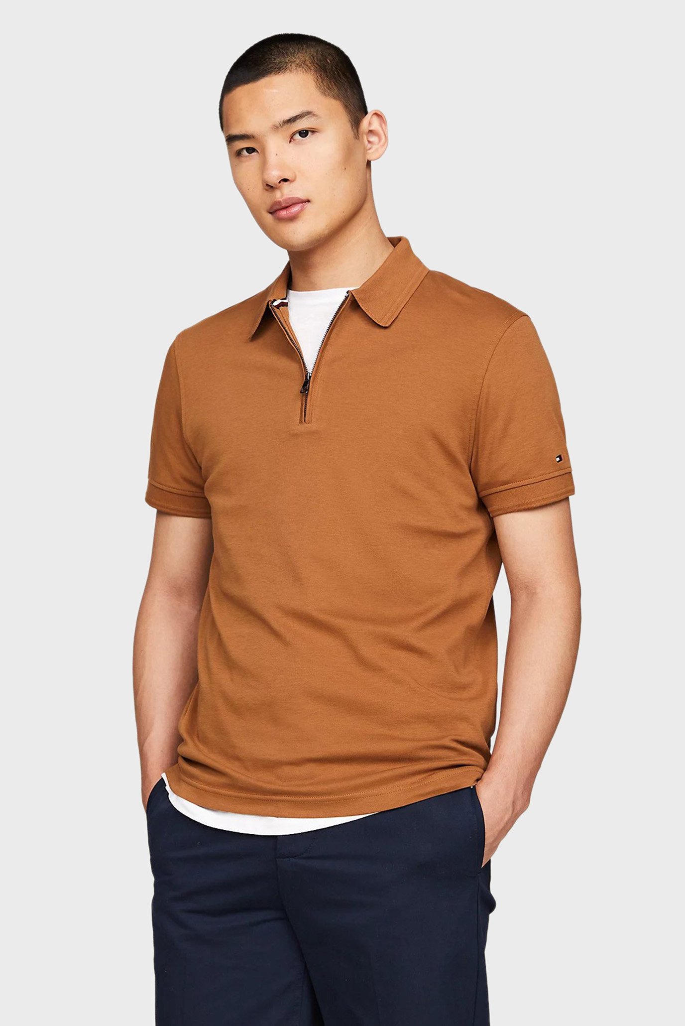 Чоловіче руде поло DC INTERLOCK ZIP SLIM POLO 1