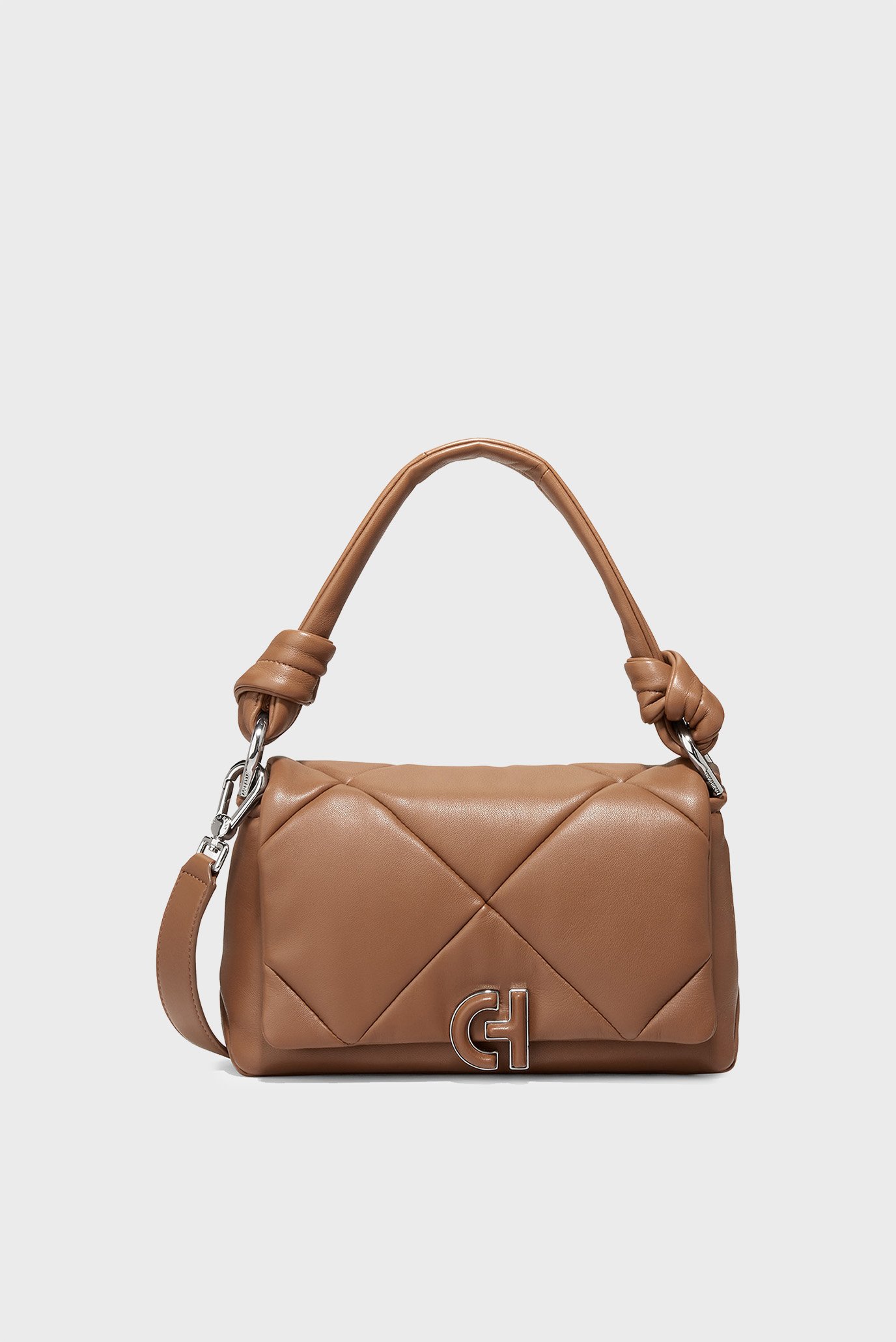 Жіноча коричнева шкіряна сумка Quilted Shoulder Bag 1