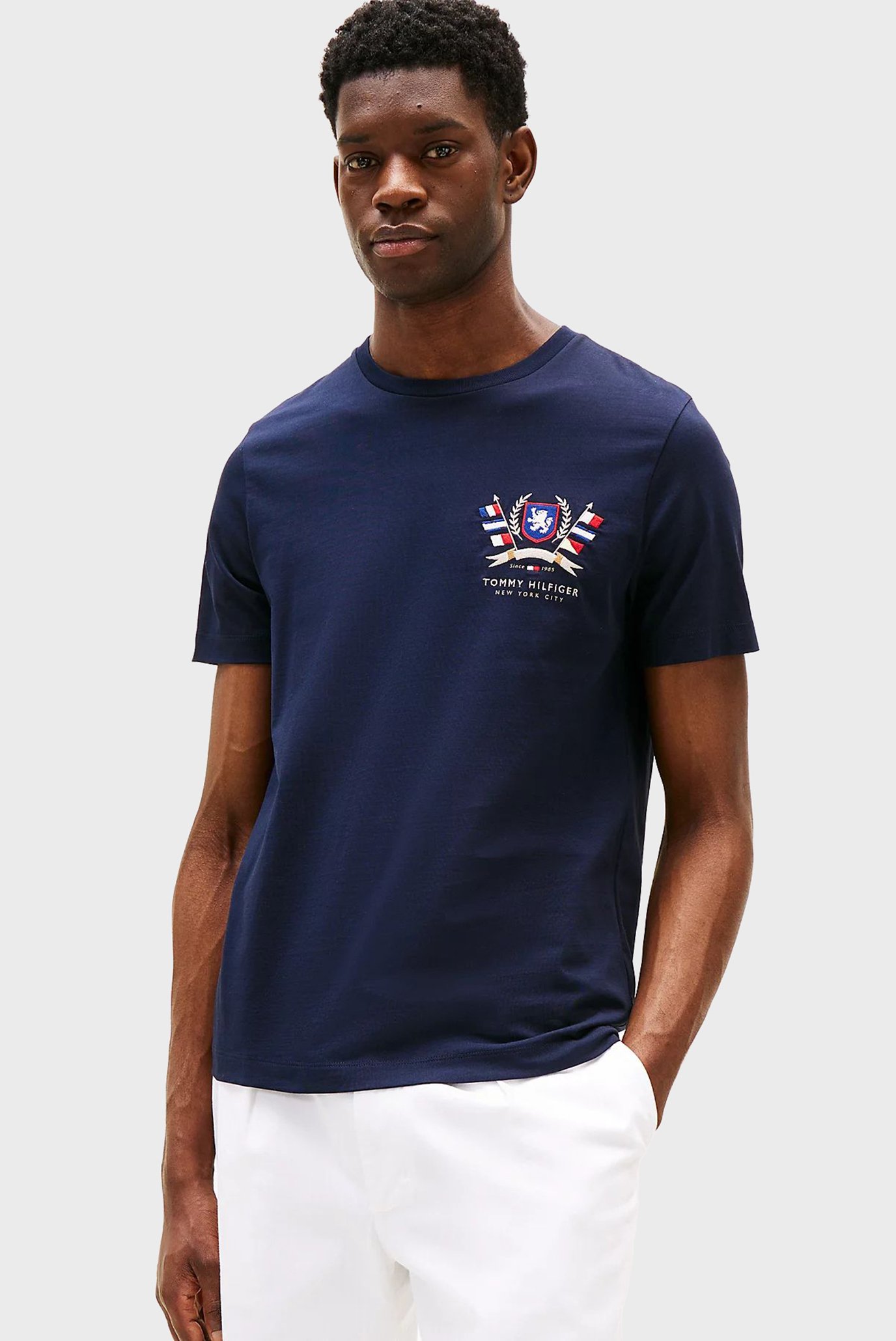 Мужская темно-синяя футболка HILFIGER COLOUR CREST TEE 1