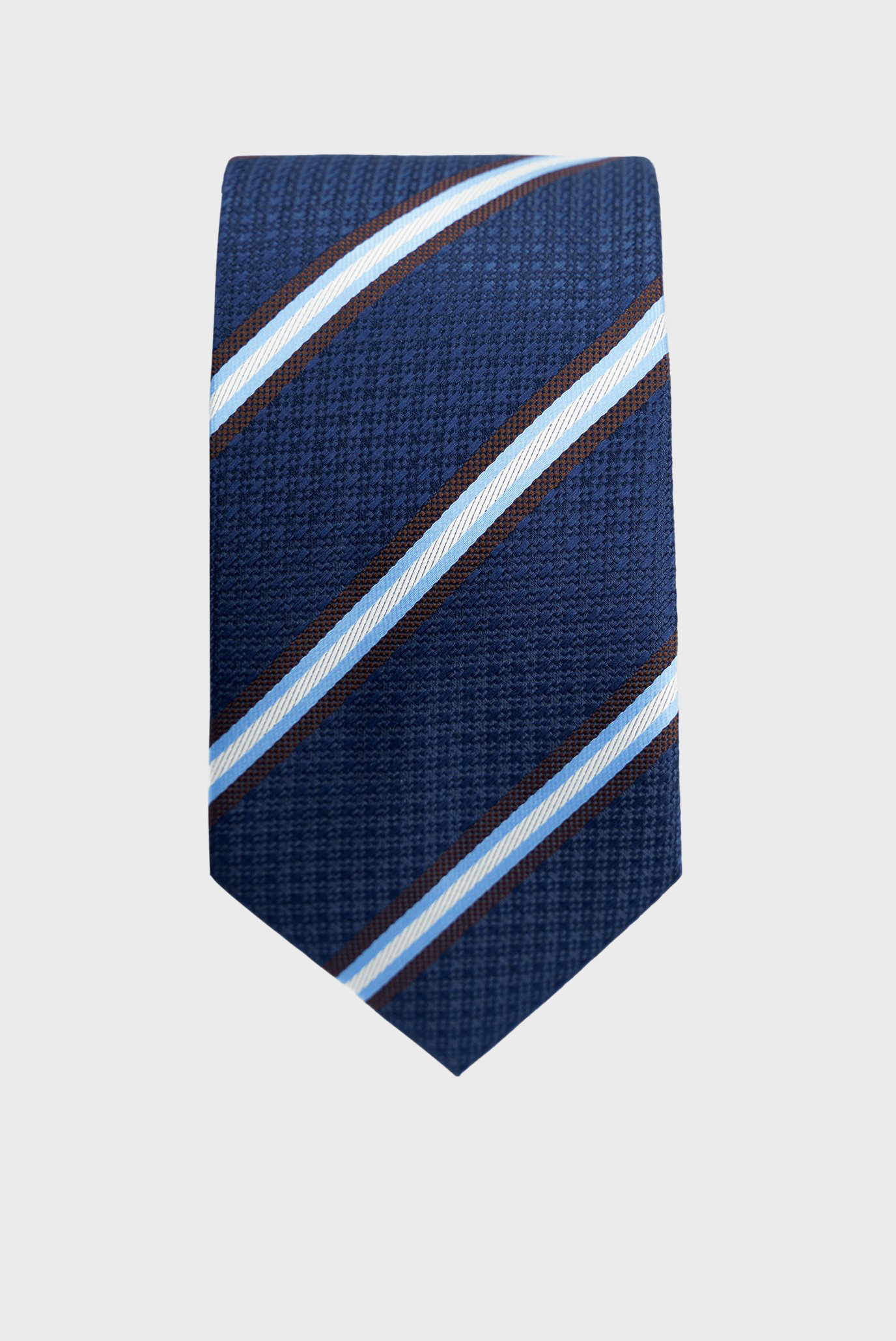 Чоловіча темно-синя краватка у смужку 1