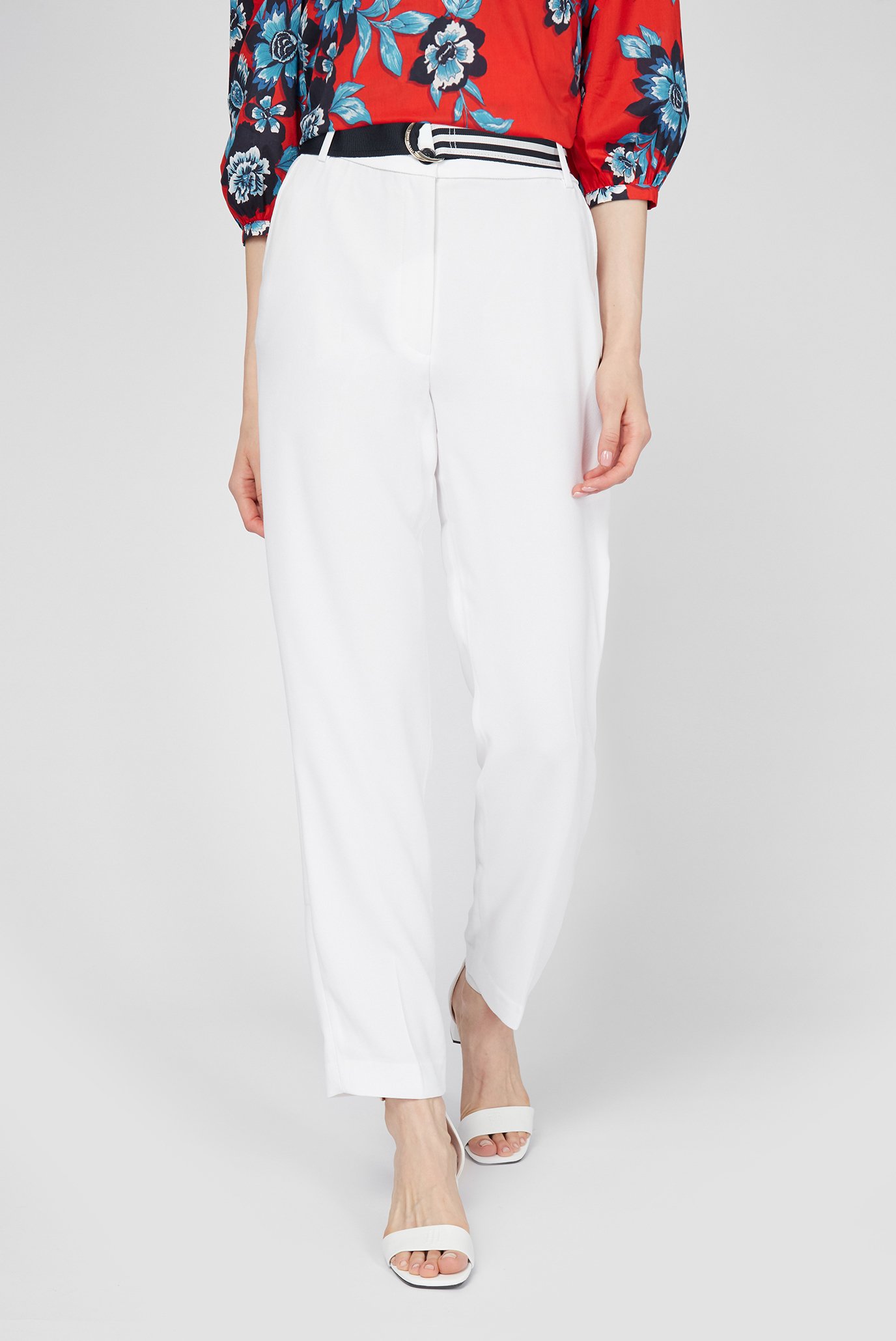 Жіночі білі брюки CREPE BELTED TAPERED ANKLE PANT 1