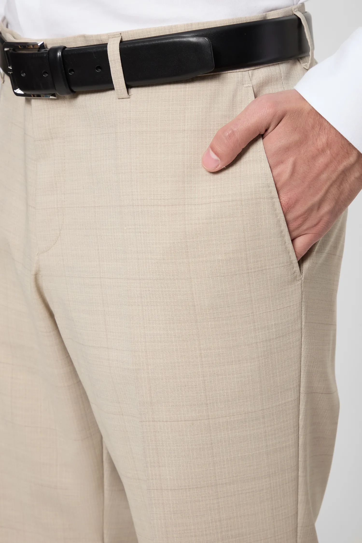 Мужской бежевый шерстяной костюм (пиджак, брюки) 7