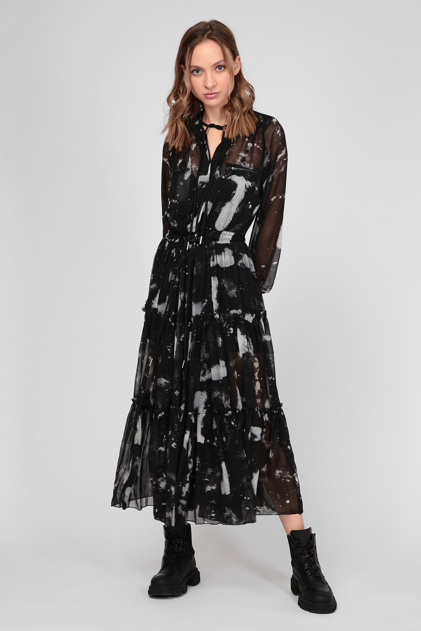 Женское черное платье с принтом D-HINES-A 1