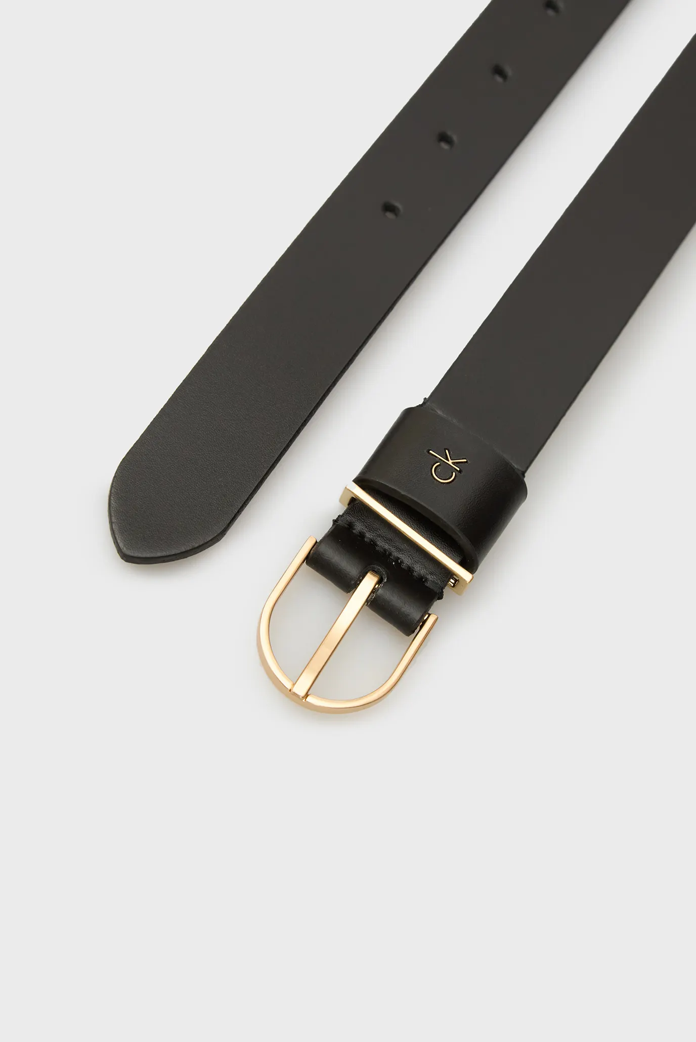 Жіночий чорний шкіряний ремінь METAL LOOP ROUND BUCKLE 25MM 3