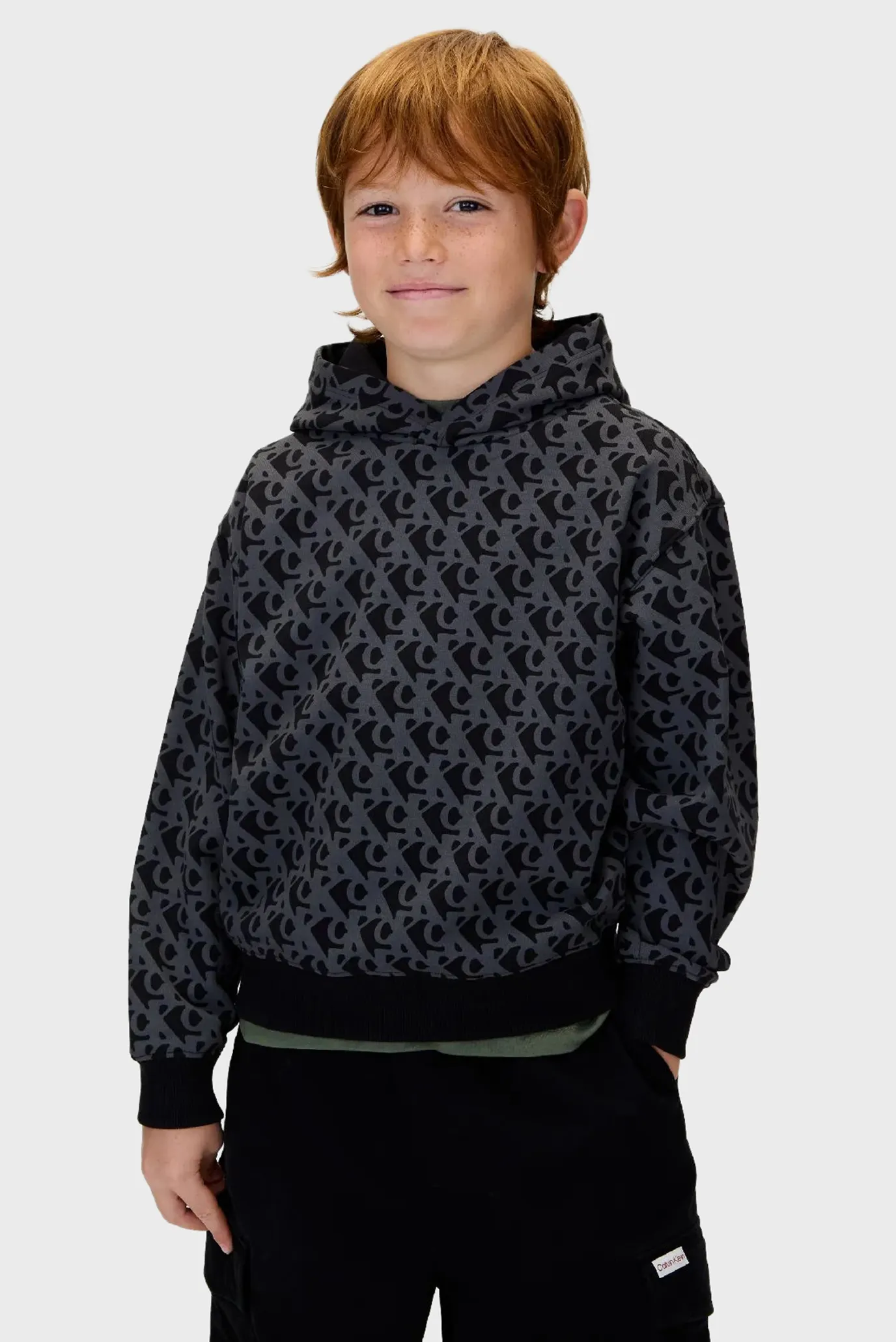 Дитяче чорне худі з візерунком LOGO 1