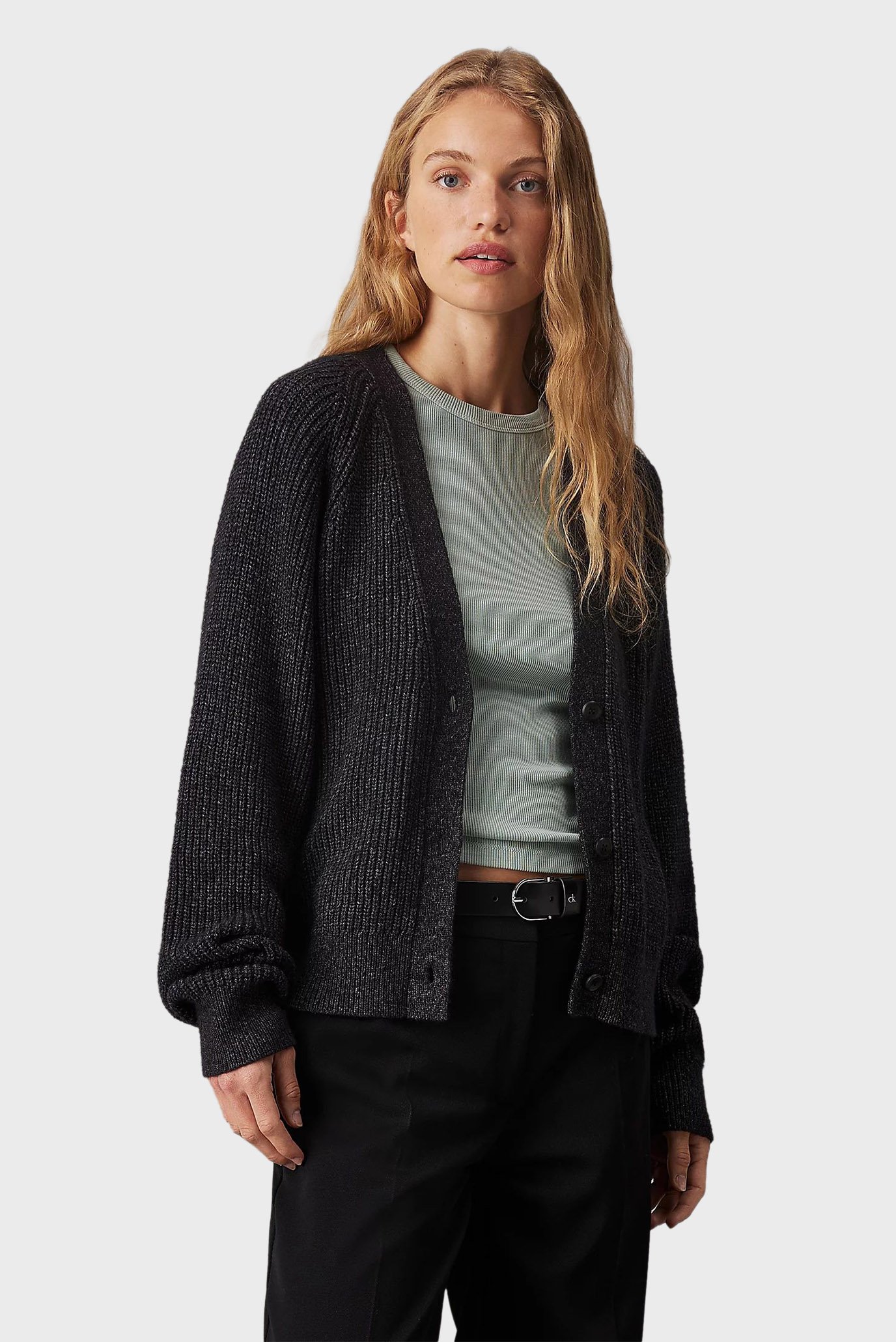 Жіночий чорний кардиган MOULINE RIB RELAXED CARDI 1