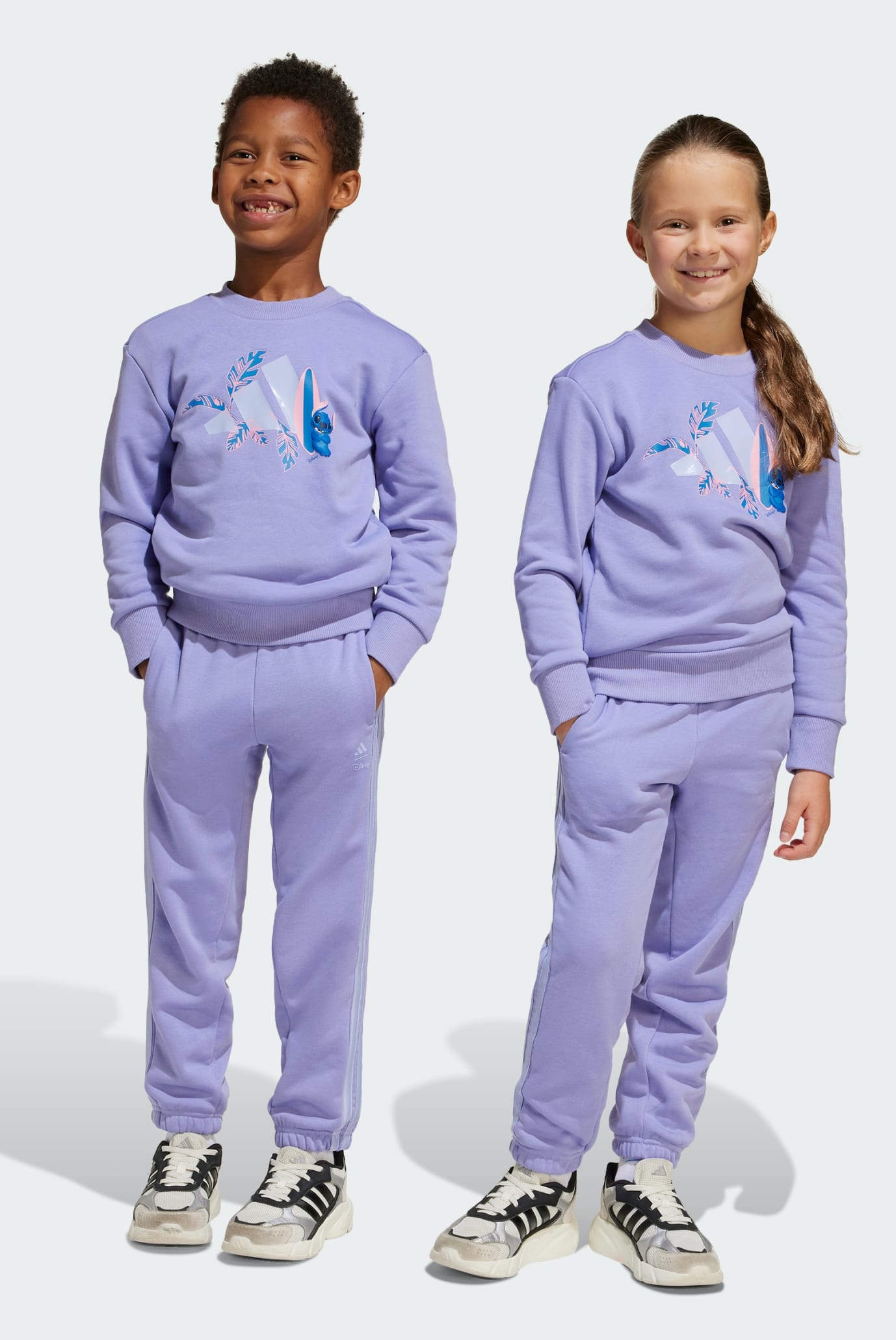 Детский сиреневый спортивный костюм (свитшот, брюки) adidas x Disney Lilo and Stitch Kids 1