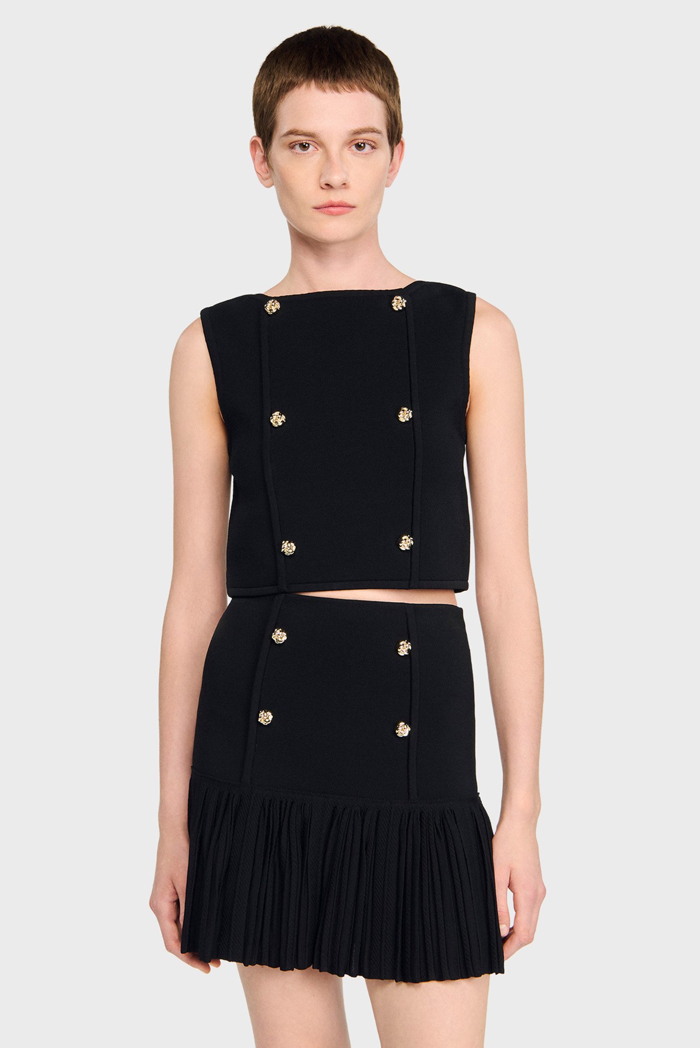 Женский черный топ Черный L Sandro SFPPU02639_Black Женский черный топ Черный L Sandro SFPPU02639_Black