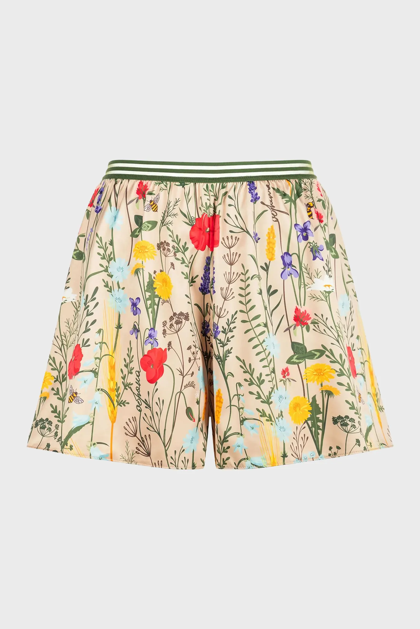 Жіноча бежева піжама з візерунком (топ, шорти) 3