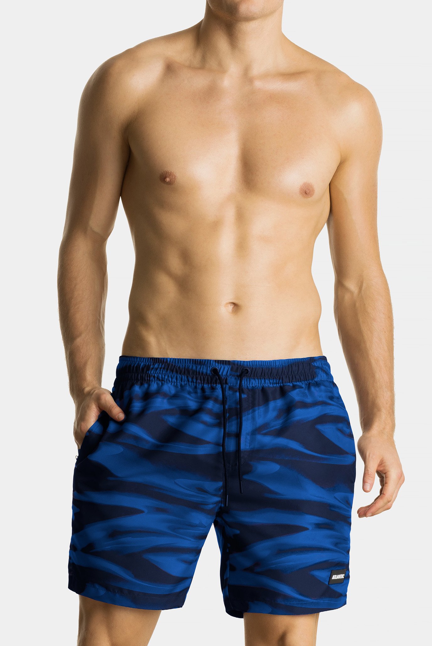 Мужские темно-синие плавательные шорты с узором 1
