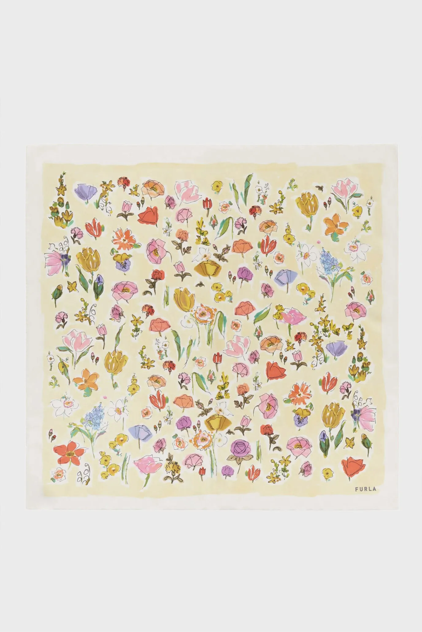 Женский желтый шелковый платок с узором 1