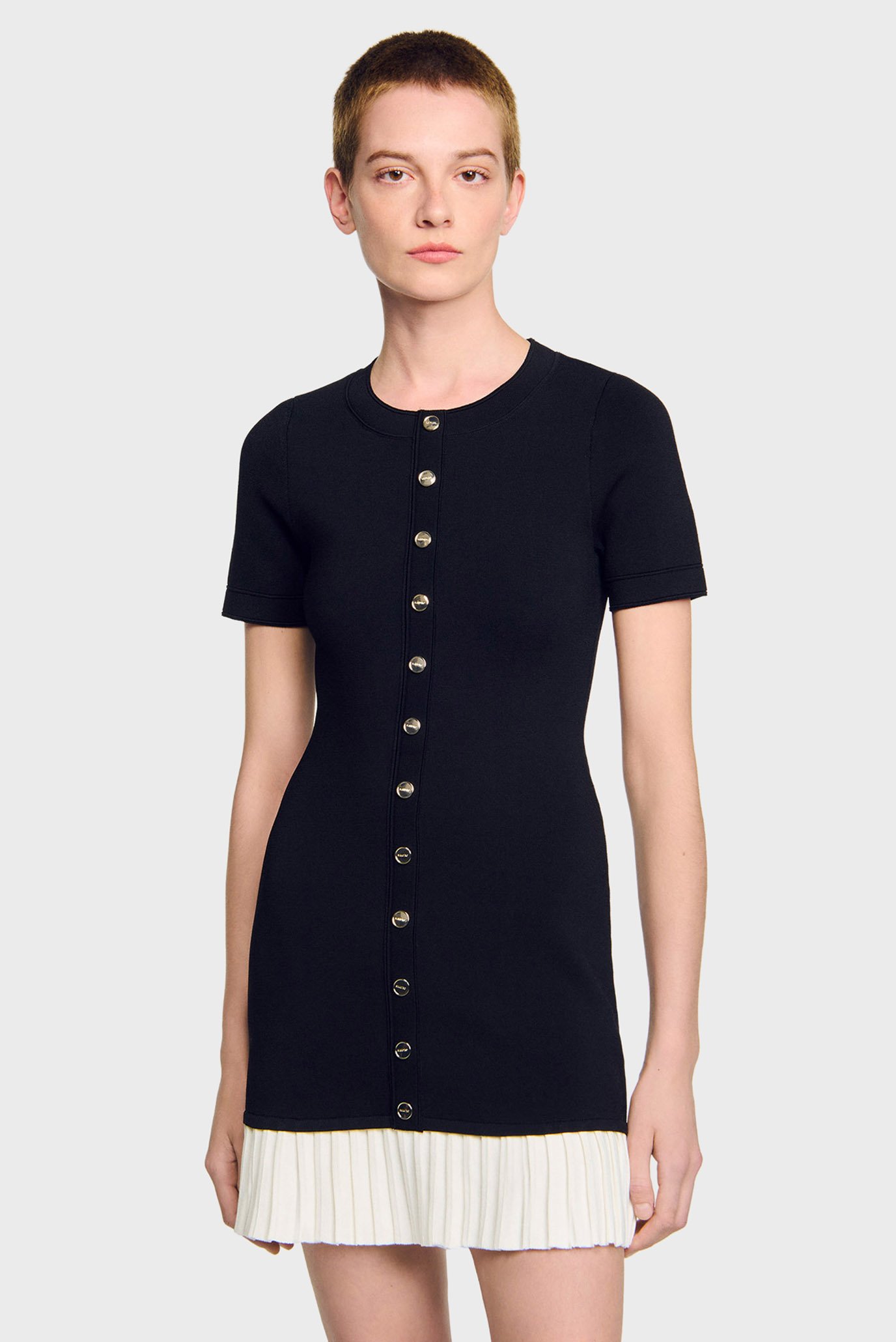 Женское черное платье Черный 38 Sandro SFPRO04051_Black - EcruFW25 Женское черное платье Черный 38 Sandro SFPRO04051_Black - EcruFW25