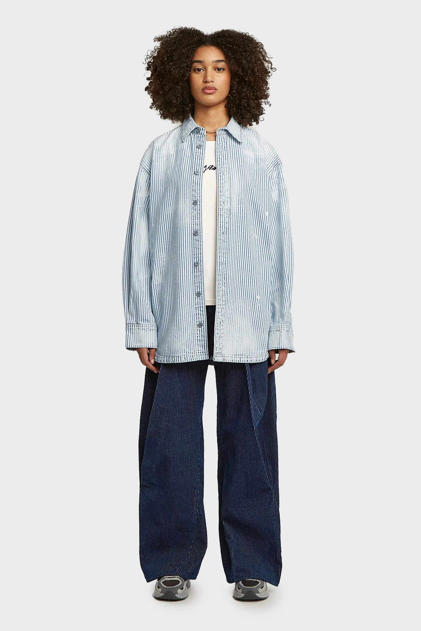 Женская джинсовая рубашка в полоску Maxi overshirt 2