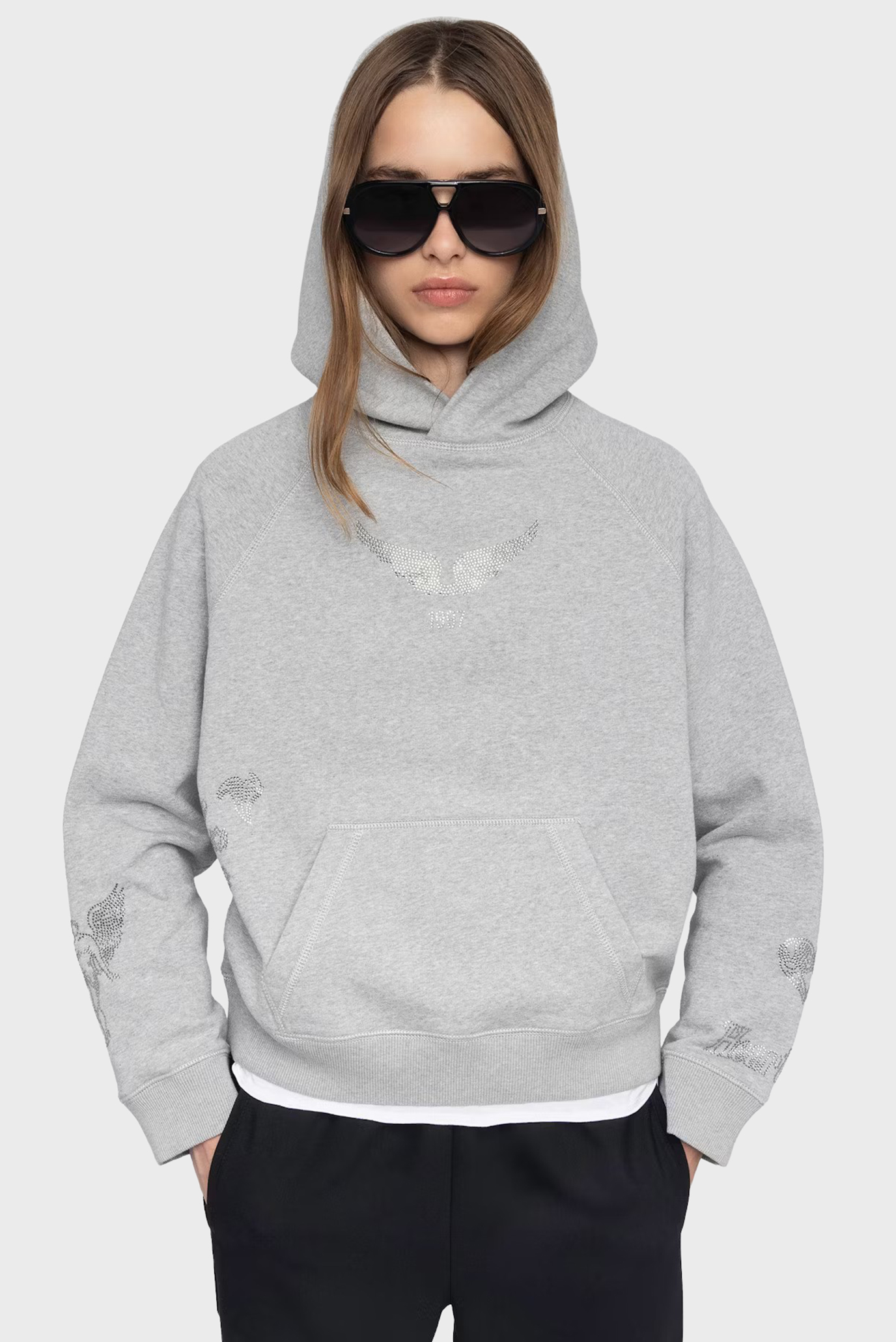 Женское серое худи Georgy Серый M ZADIG&VOLTAIRE JWSS01665_GRIS CHINE Женское серое худи Georgy Серый M ZADIG&VOLTAIRE JWSS01665_GRIS CHINE