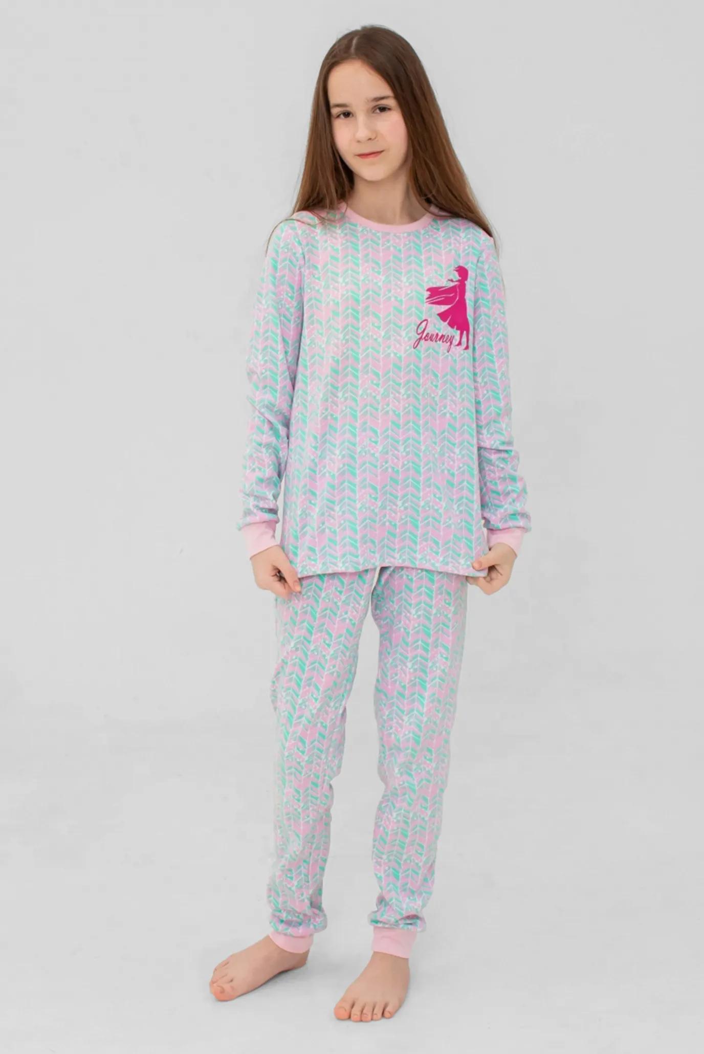 Детская пижама с узором (лонгслив, брюки) 2