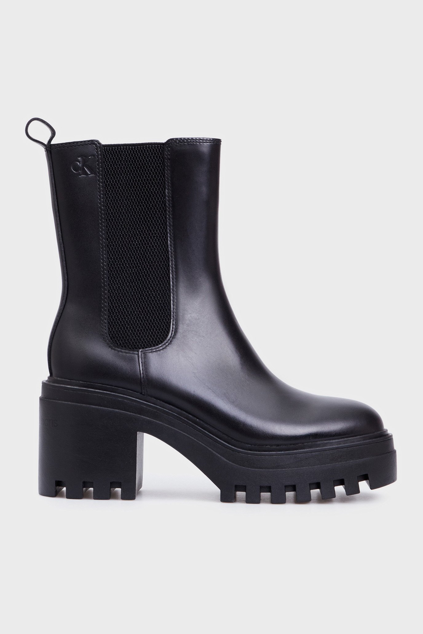 Жіночі чорні шкіряні ботильйони CHUNKY HEELED CHELSEA LTH 1