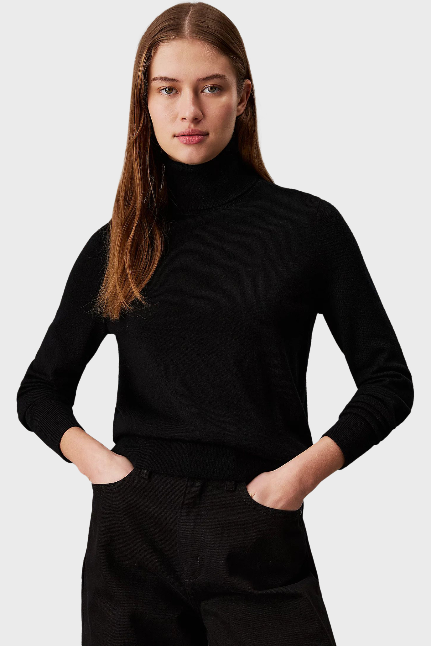 Женский черный шерстяной гольф MERINO WOOL ROLL-NECK SWEATER 1