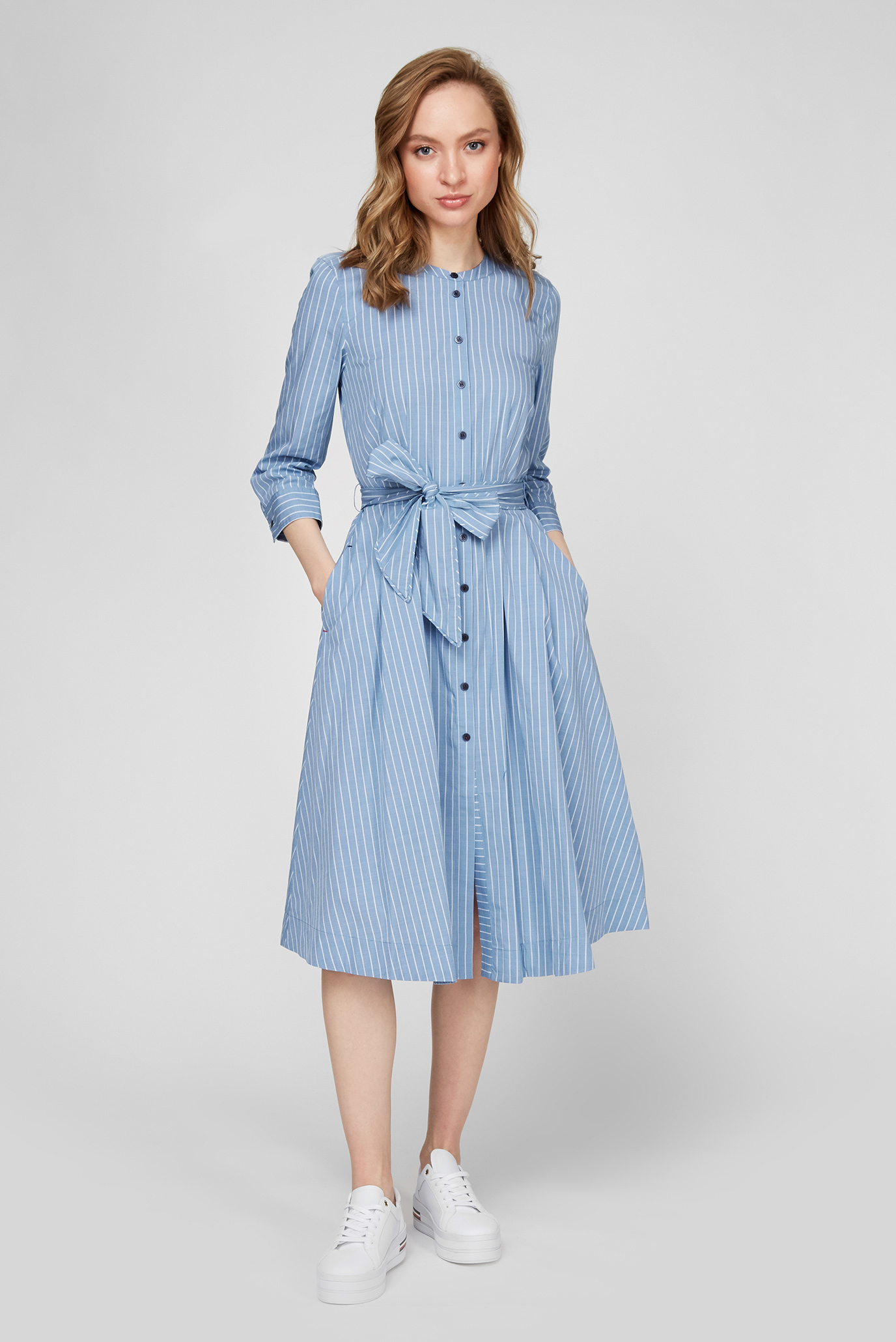 Женское голубое платье Y/D COT SHIRT MIDI DRESS 7/8 SLV 1