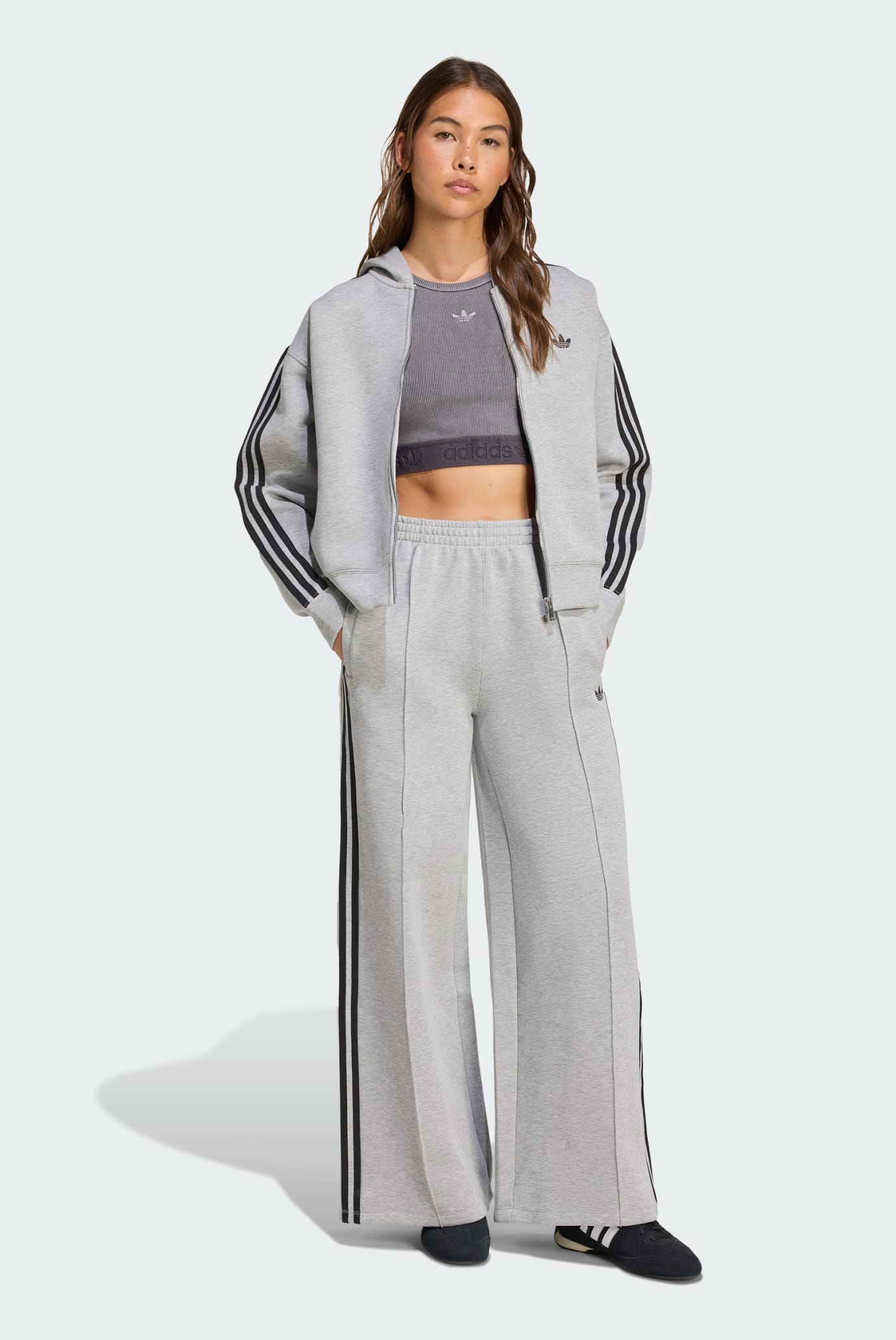新品XL Adidas フーディ ジャケット レディース JY2620 Жіноче сіре худі Adicolor 3-Stripes Spacer Full-Zip adidas
