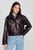 Жіноча темно-коричнева шкіряна куртка