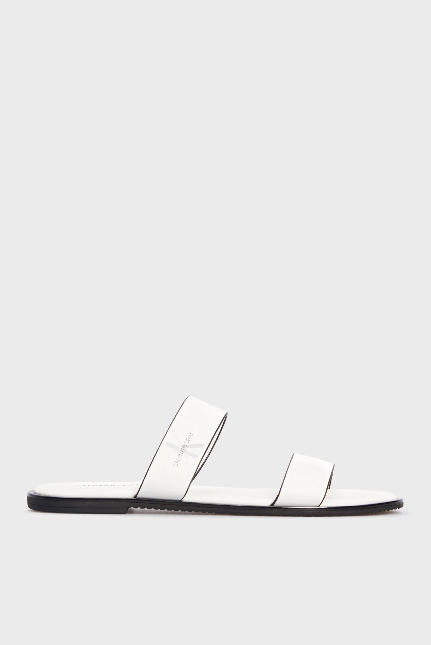 Женские белые кожаные слайдеры FLAT SANDAL TWOSTRAPS LTH 1