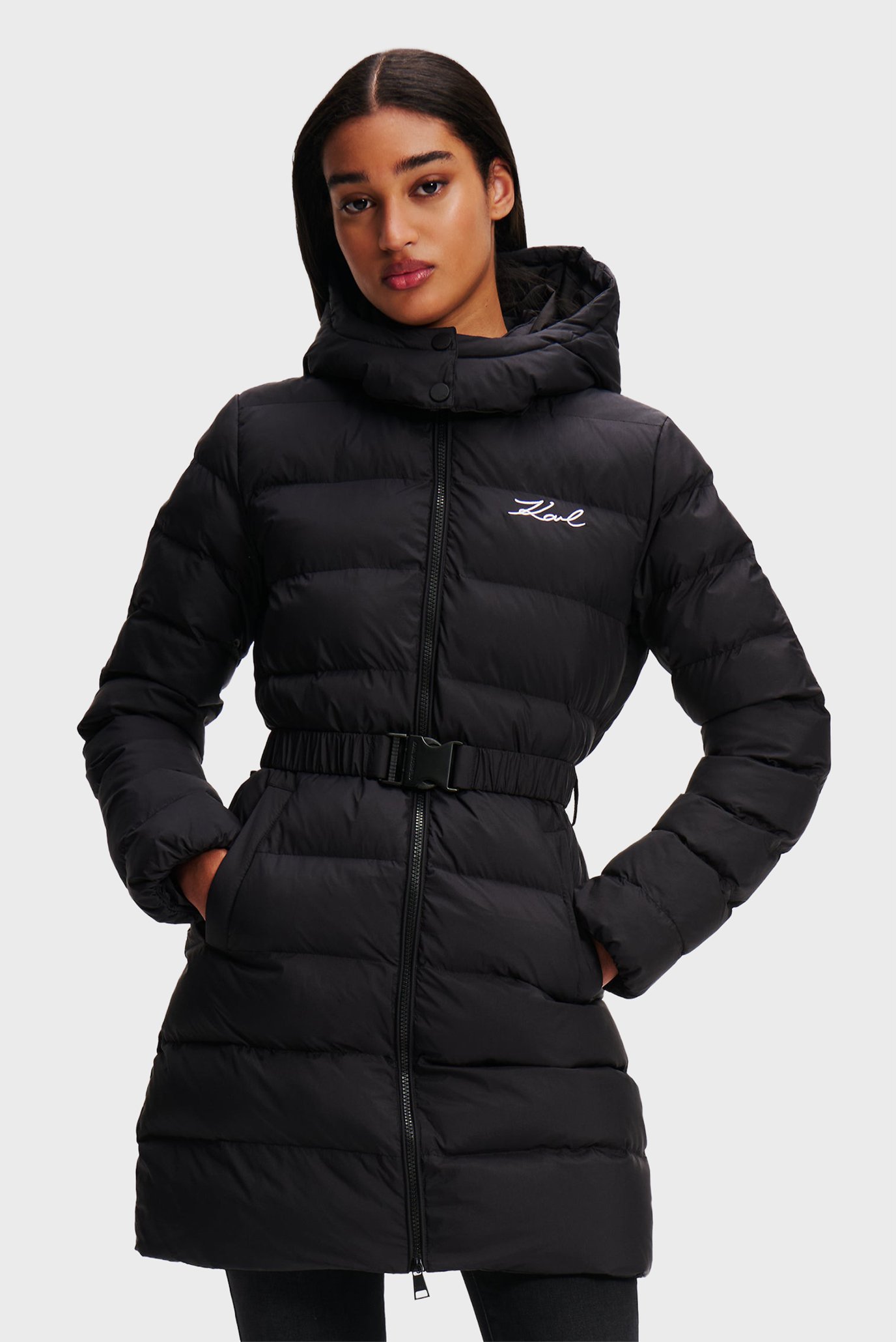 Женская черная куртка lightweight long Черный 40 Karl Lagerfeld A1W15047 Женская черная куртка lightweight long Черный 40 Karl Lagerfeld A1W15047