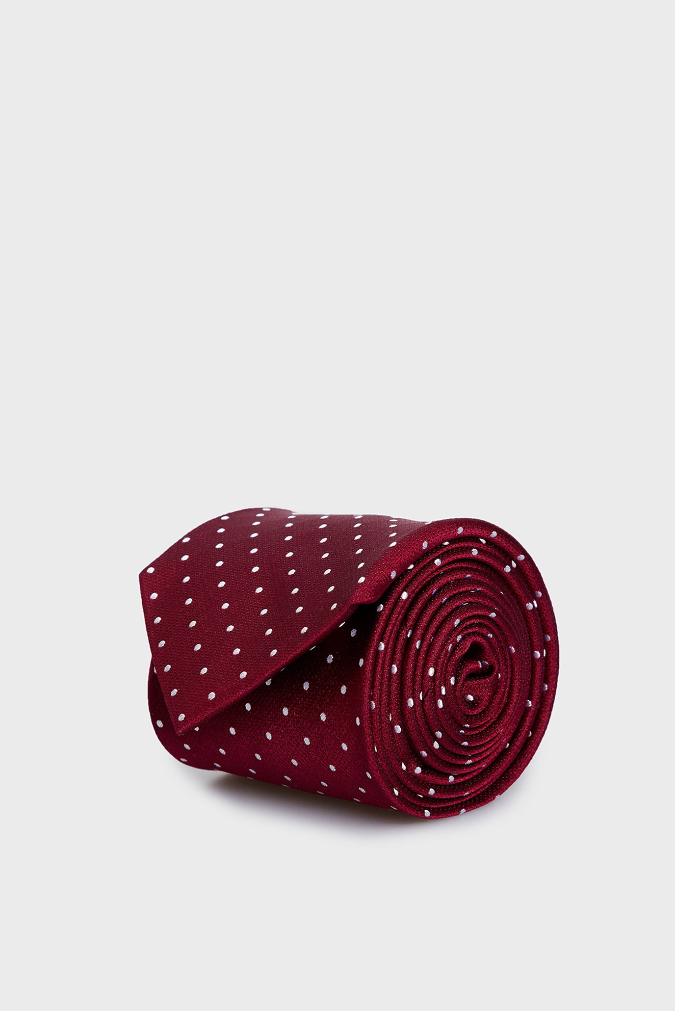 Мужской бордовый шелковый галстук в горошек 1