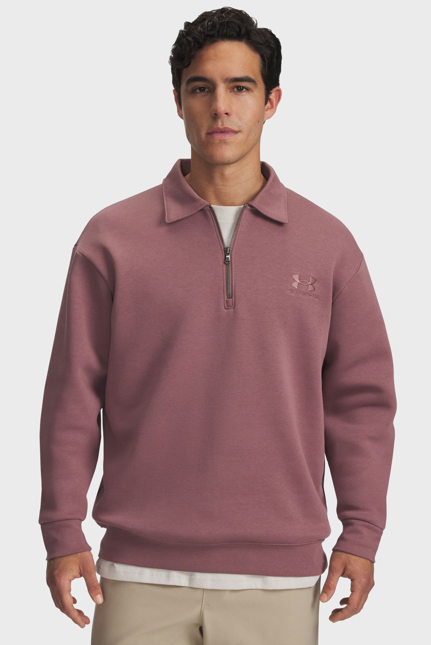 Мужская розовая спортивная кофта UA Icon Flc Collar 1/4 Zip Розовый M Under Armour 6004932-651 Мужская розовая спортивная кофта UA Icon Flc Collar 1/4 Zip Розовый M Under Armour 6004932-651