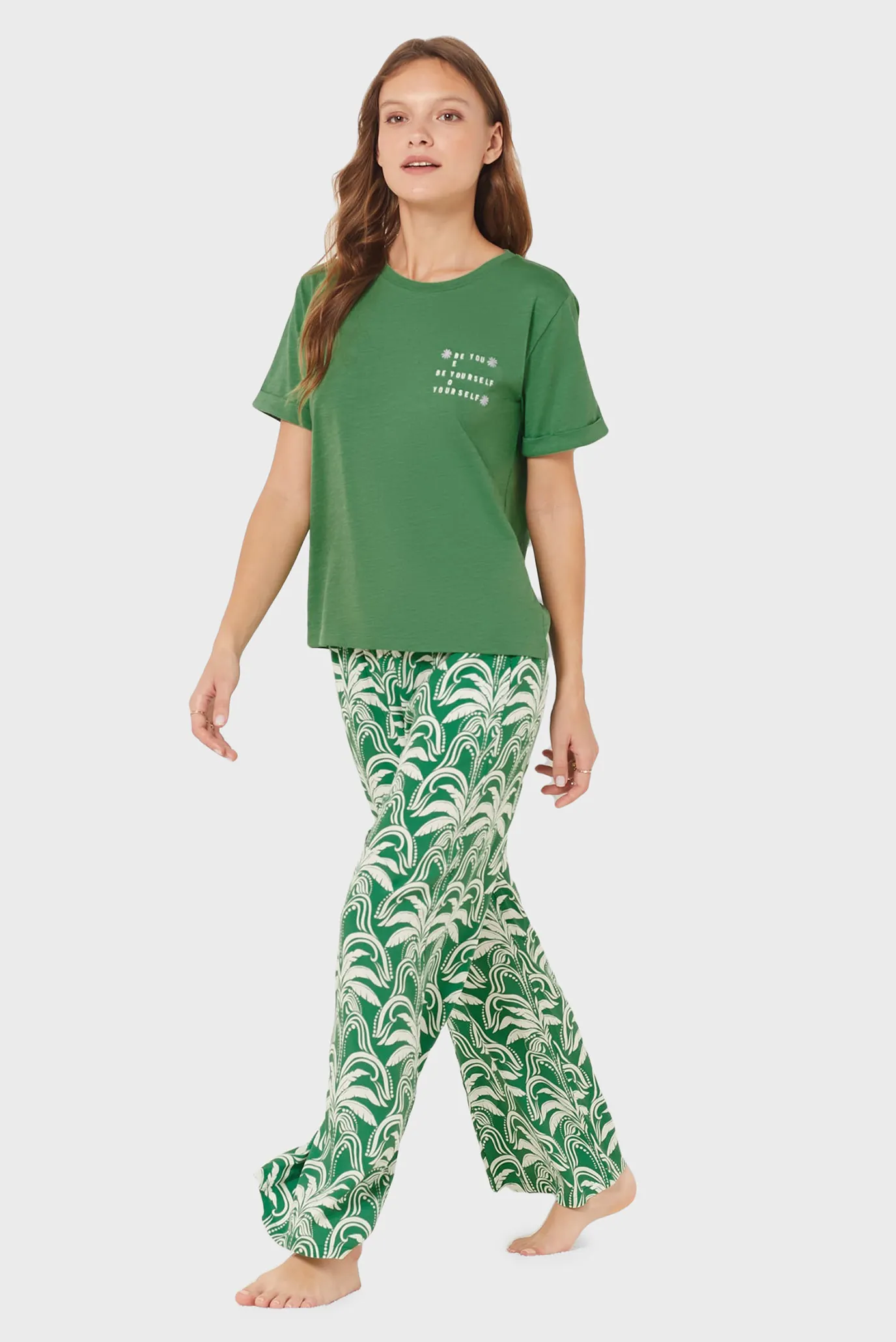 Жіночі зелені брюки з візерунком VIJAY 3