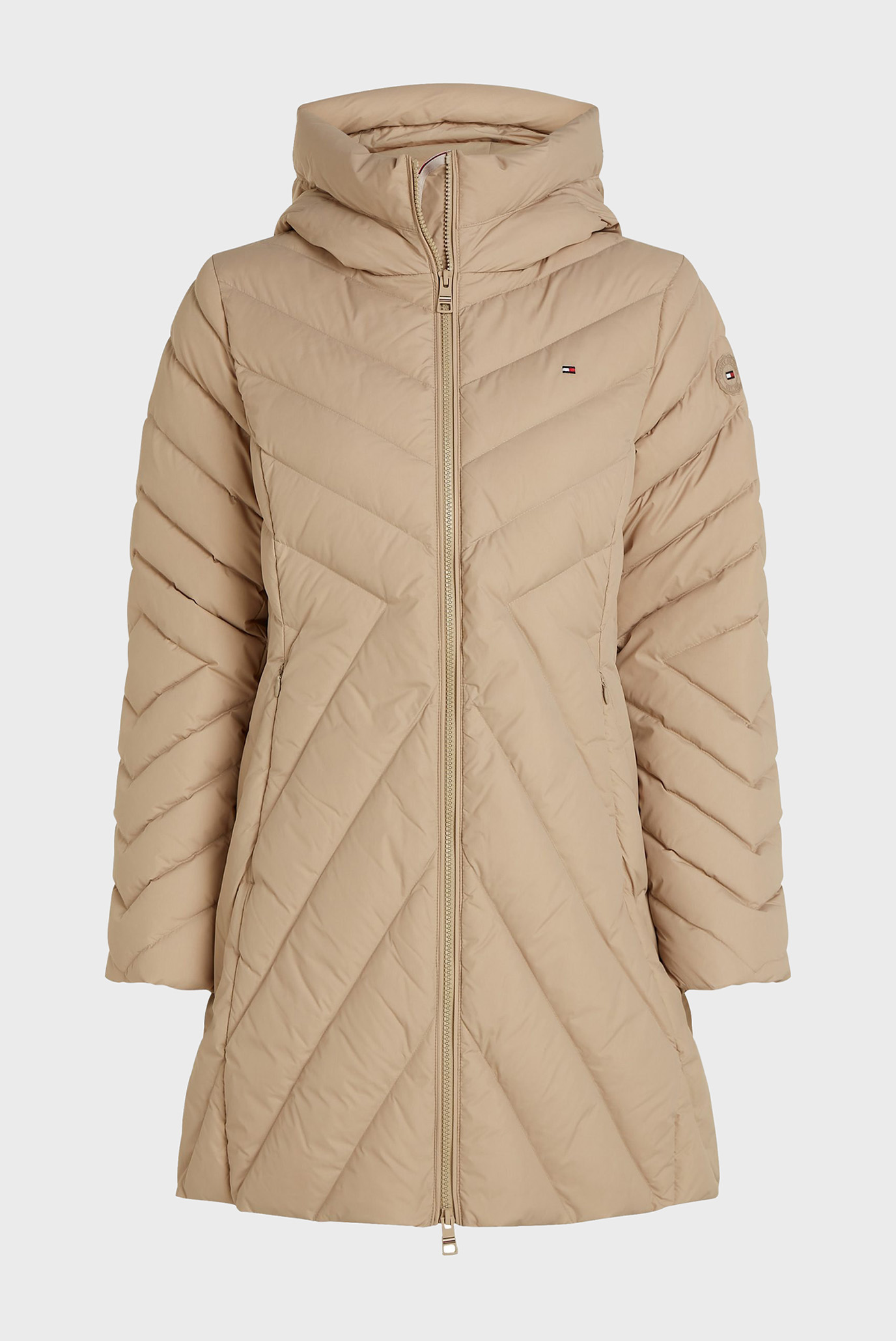 Женский бежевый пуховик CHEVRON MW DOWN COAT 1