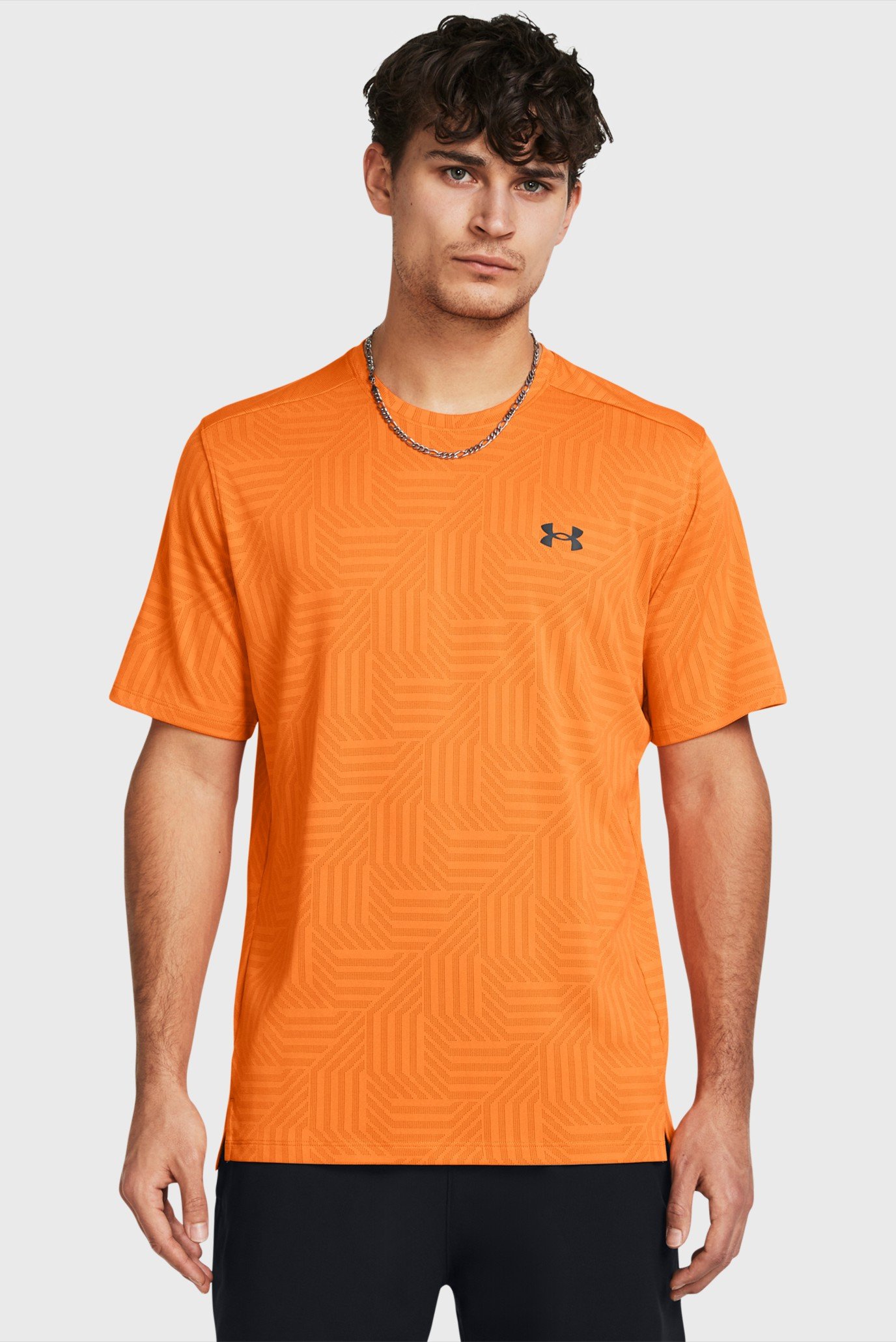 Чоловіча помаранчева футболка UA Tech Vent Geotessa SS 1