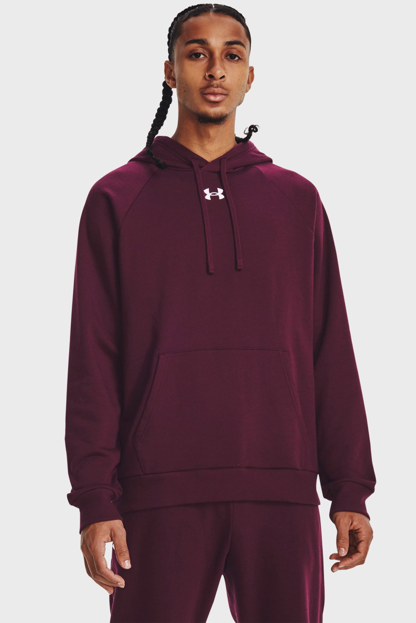 Мужское бордовое худи UA Rival Fleece Hoodie 1