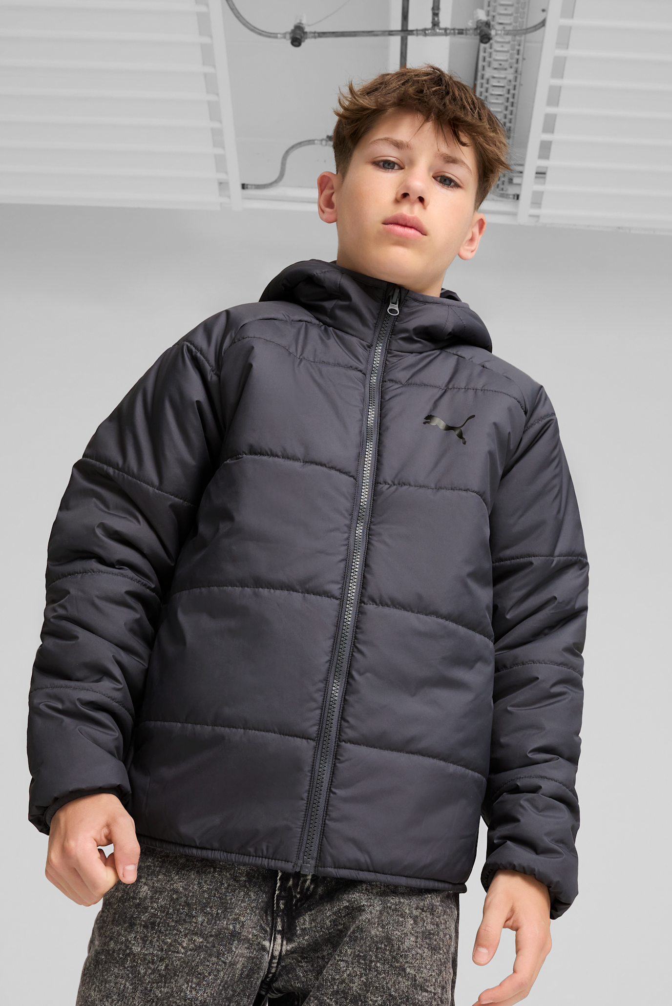 Детский серый двусторонний пуховик Reversible Puffer Jacket Youth 1