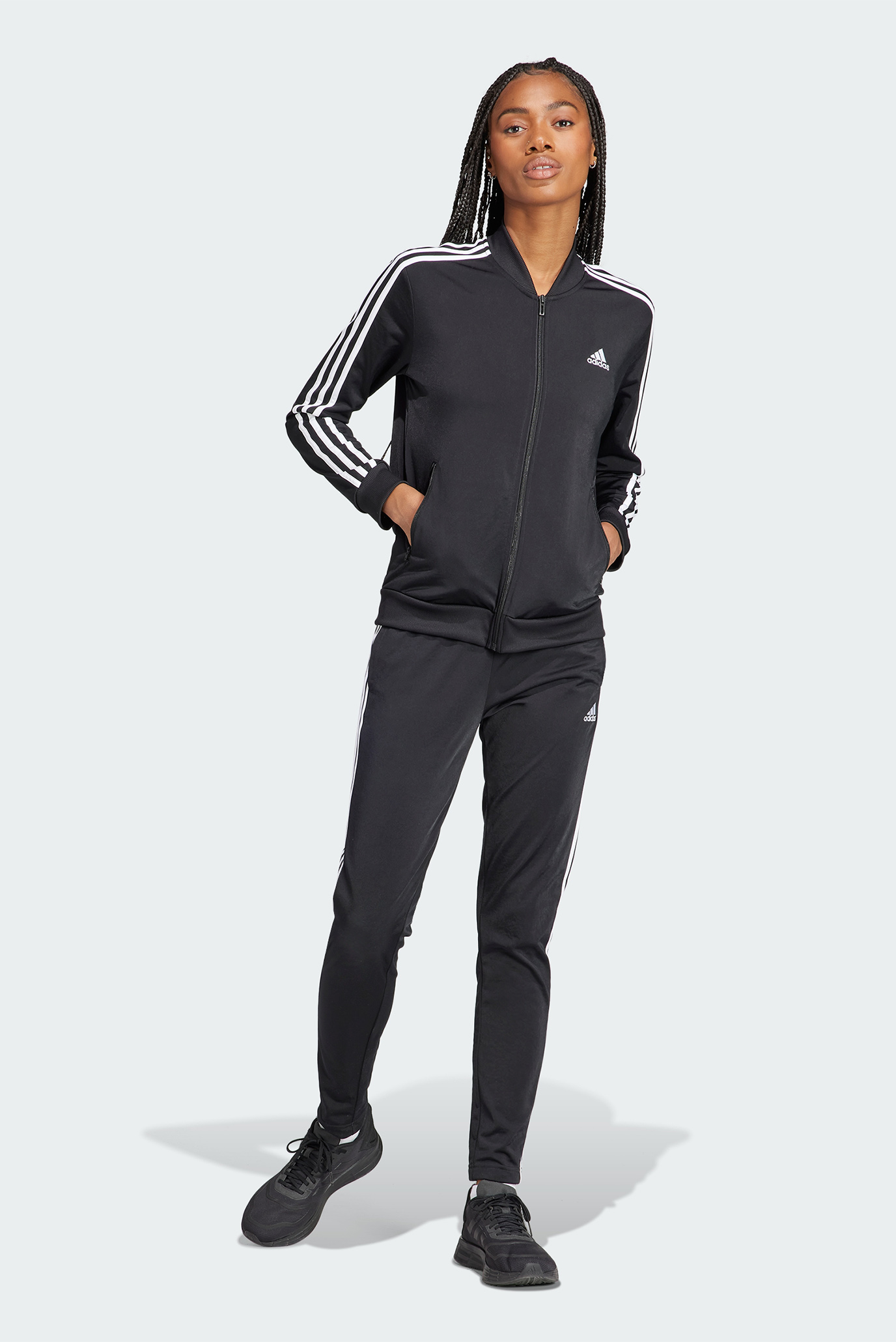 Женский черный спортивный костюм (кофта, брюки) Essentials 3-Stripes 1