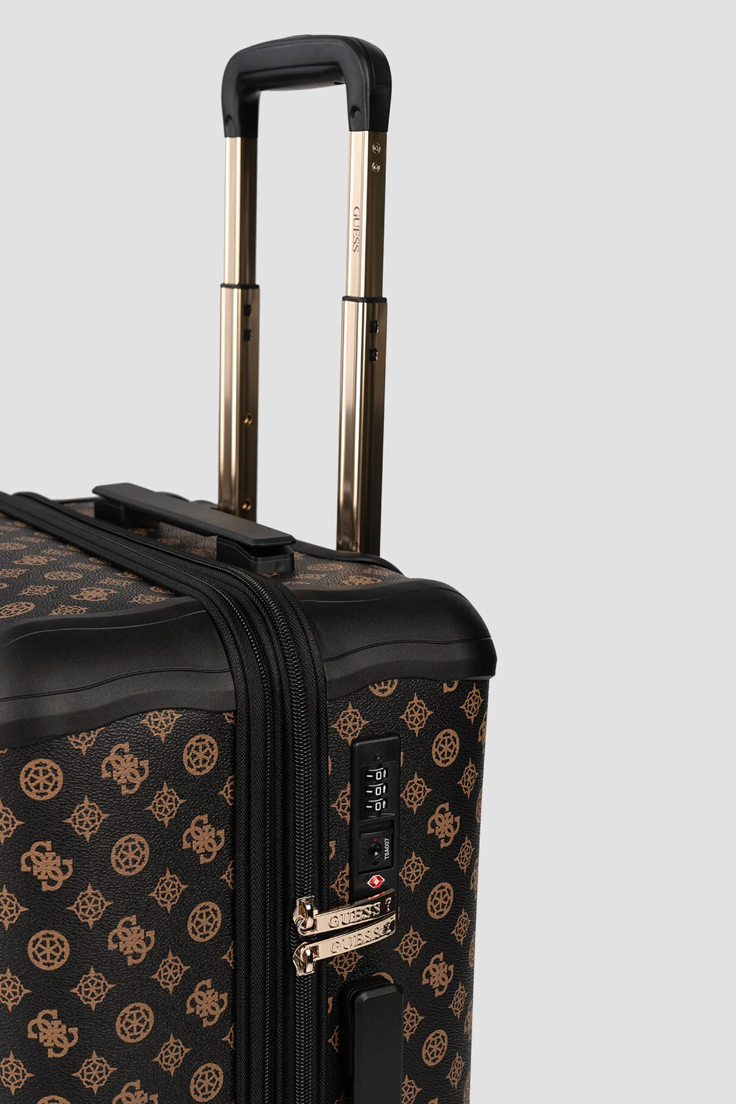 Женский темно-коричневый чемодан с узором 46 см 2