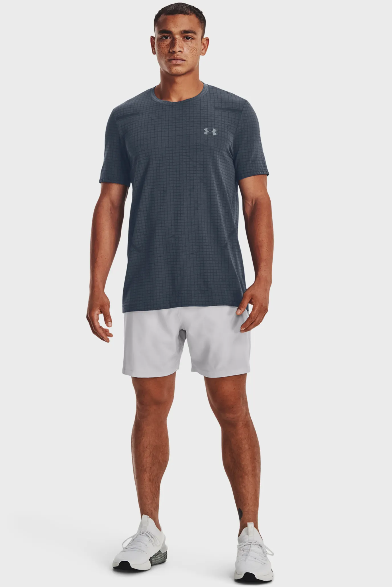 Мужская серая футболка в клетку UA Seamless Grid SS 2