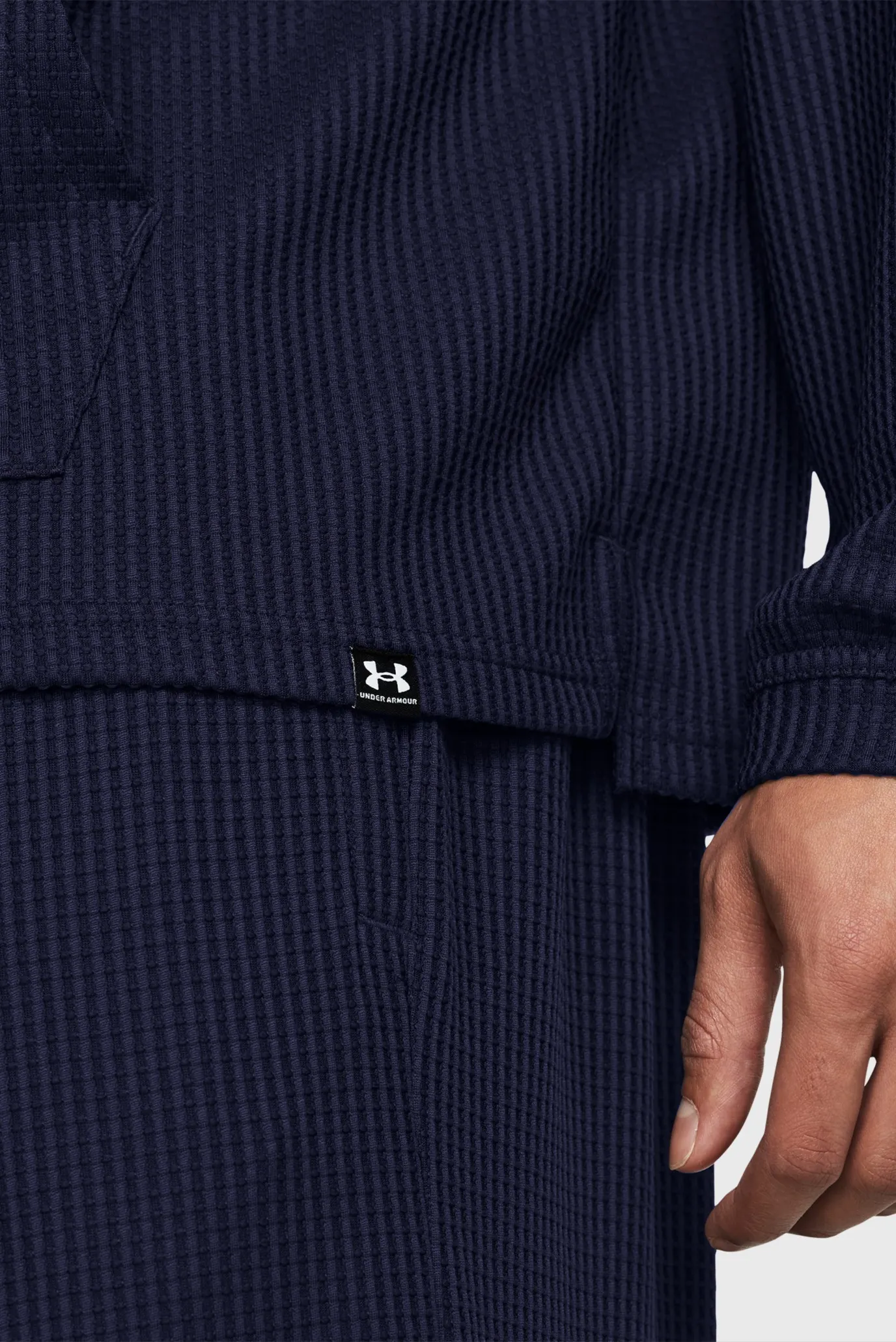 Чоловіче темно-синє худі UA Rival Waffle Hoodie 3