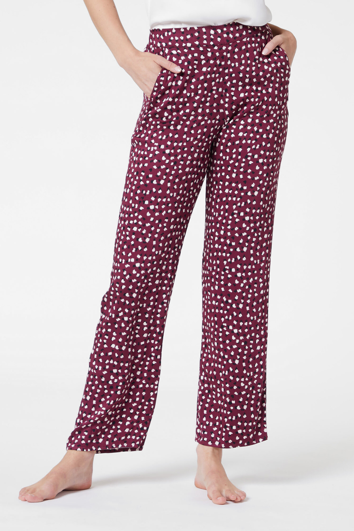 Жіночі бордові брюки з візерунком PIQUES 1