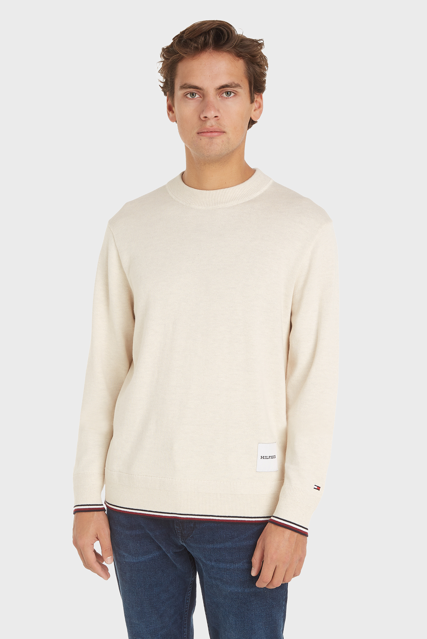 Мужской белый джемпер MONOTYPE GS TIPPED CREW NECK Белый L Tommy Hilfiger MW0MW32037 Мужской белый джемпер MONOTYPE GS TIPPED CREW NECK Белый L Tommy Hilfiger MW0MW32037