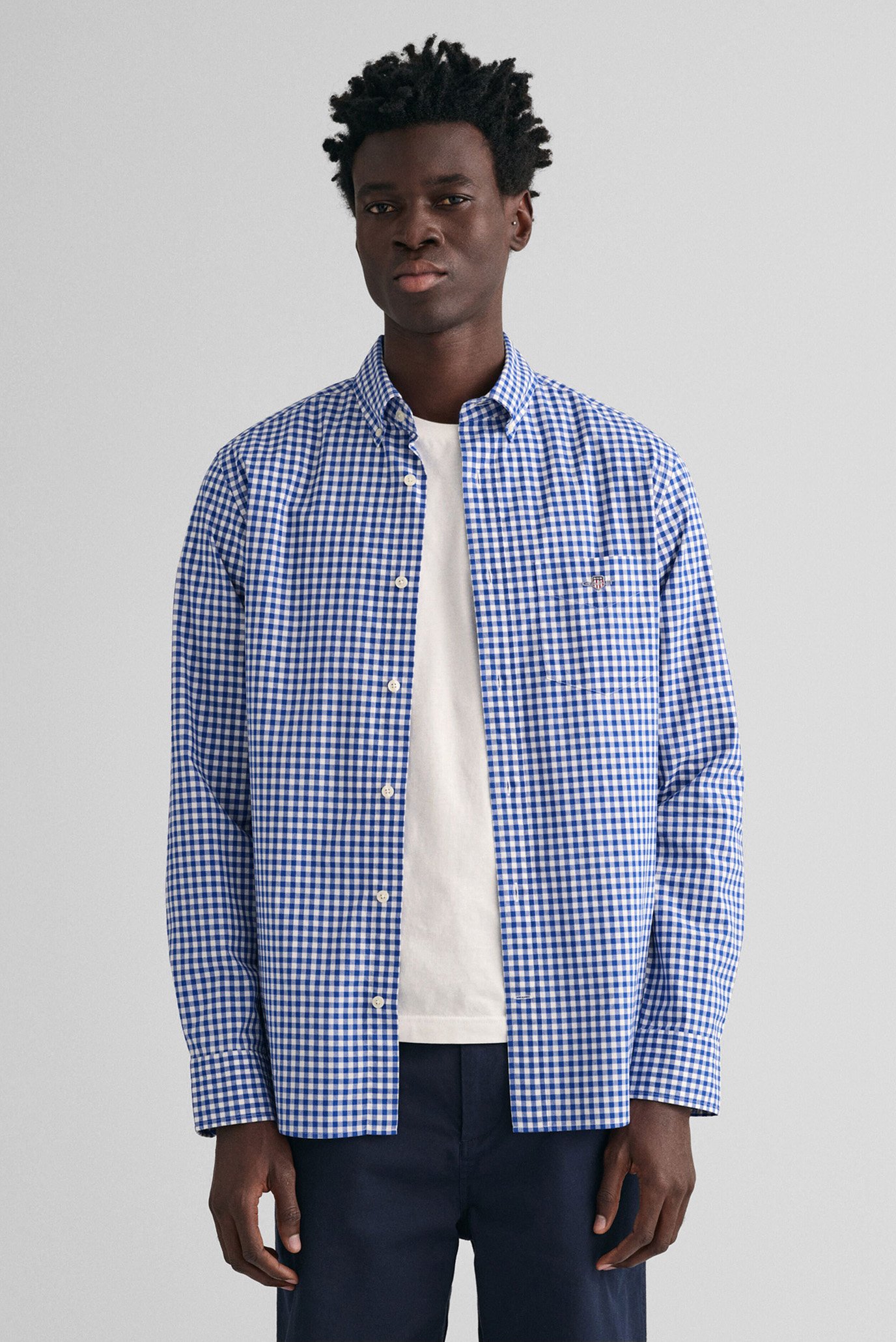 Чоловіча блакитна картата сорочка POPLIN GINGHAM SHIRT 1