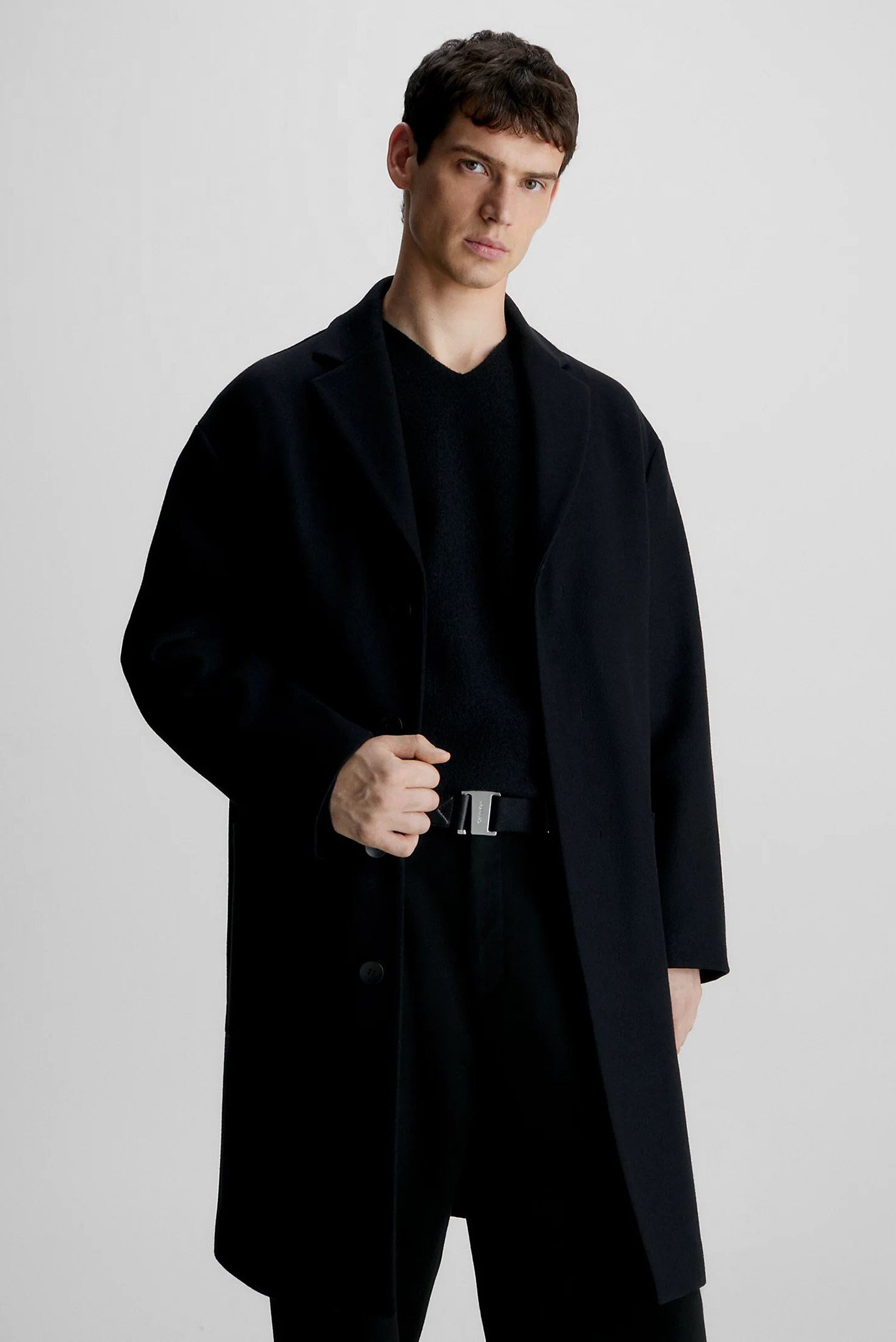 Мужское черное шерстяное пальто MODERN WOOL BLEND 1