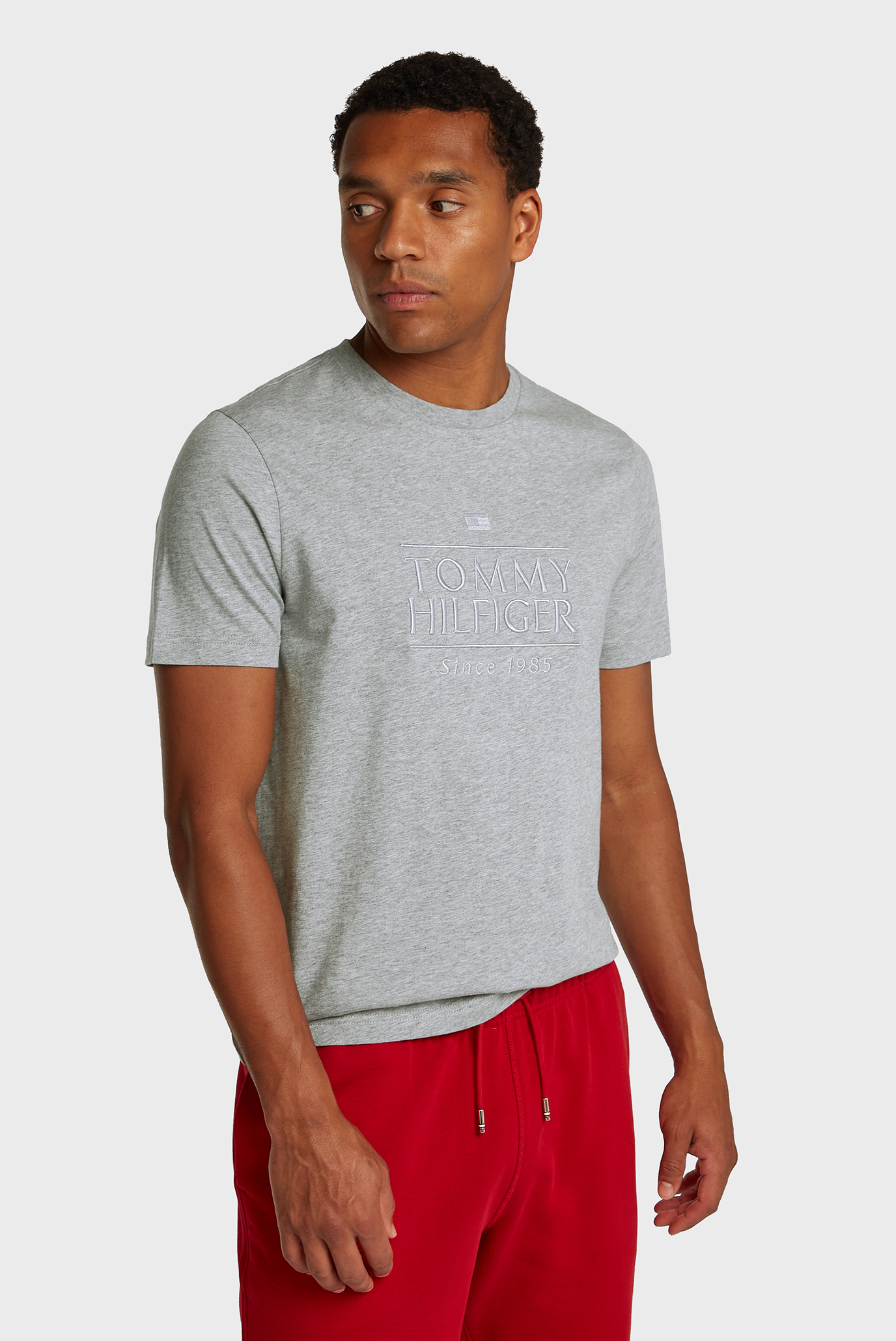 Мужская серая футболка HILFIGER EMBROIDERY Серый XXL Tommy Hilfiger MW0MW38620 Мужская серая футболка HILFIGER EMBROIDERY Серый XXL Tommy Hilfiger MW0MW38620