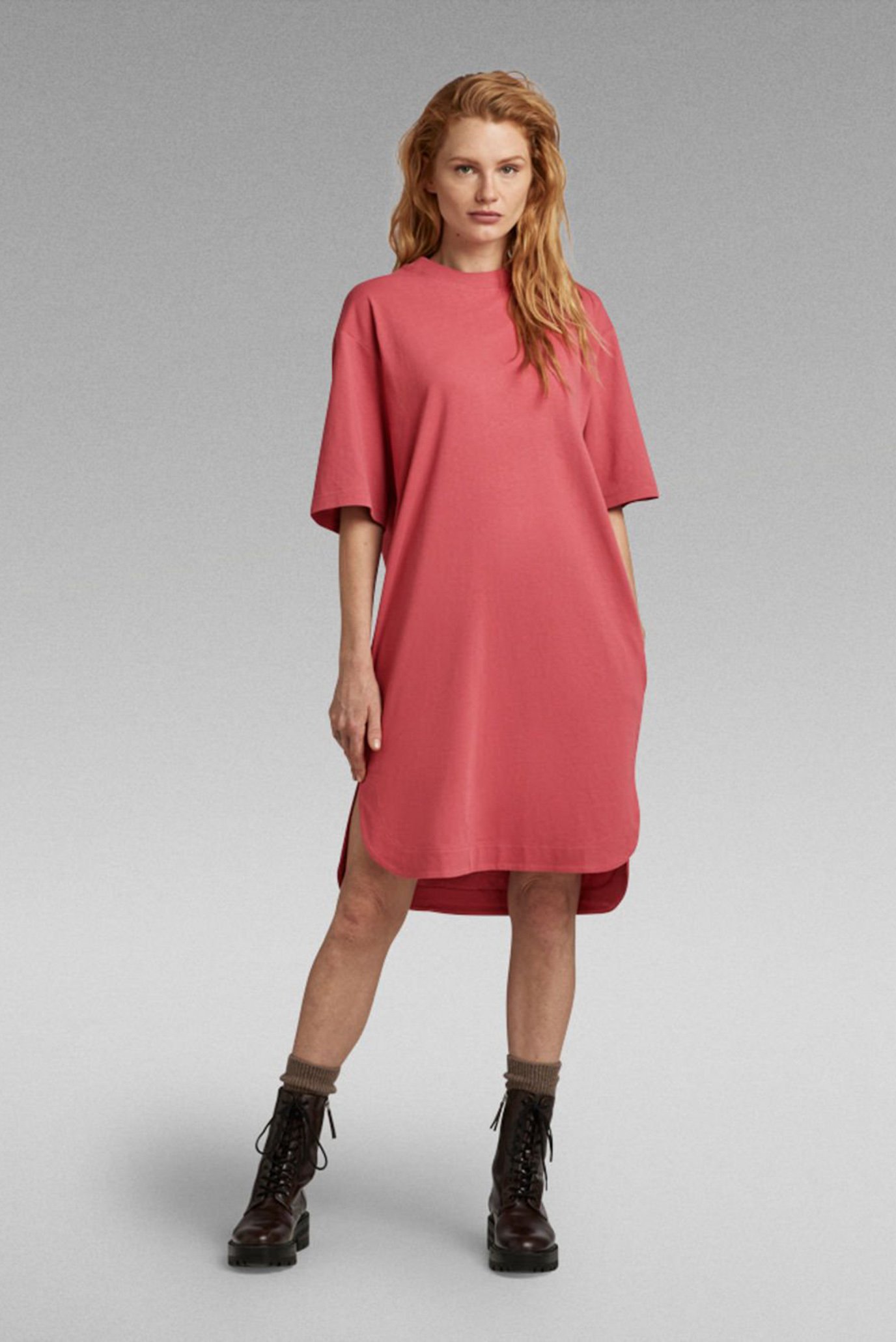 Женское розовое платье Boxy U tee dress 1