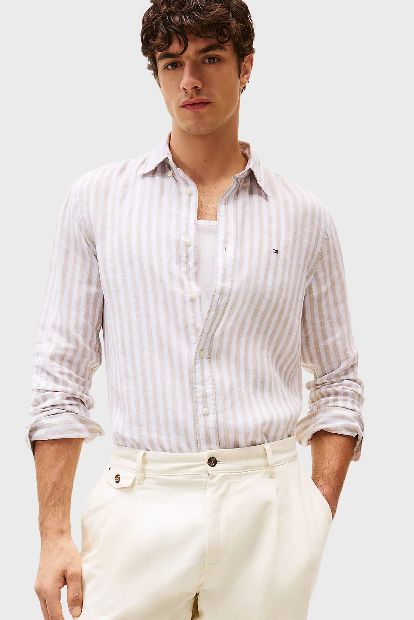 Мужская льняная рубашка в полоску LINEN ESSENTIAL STRIPE Разноцветный XXL Tommy Hilfiger MW0MW38581 Мужская льняная рубашка в полоску LINEN ESSENTIAL STRIPE Разноцветный XXL Tommy Hilfiger MW0MW38581