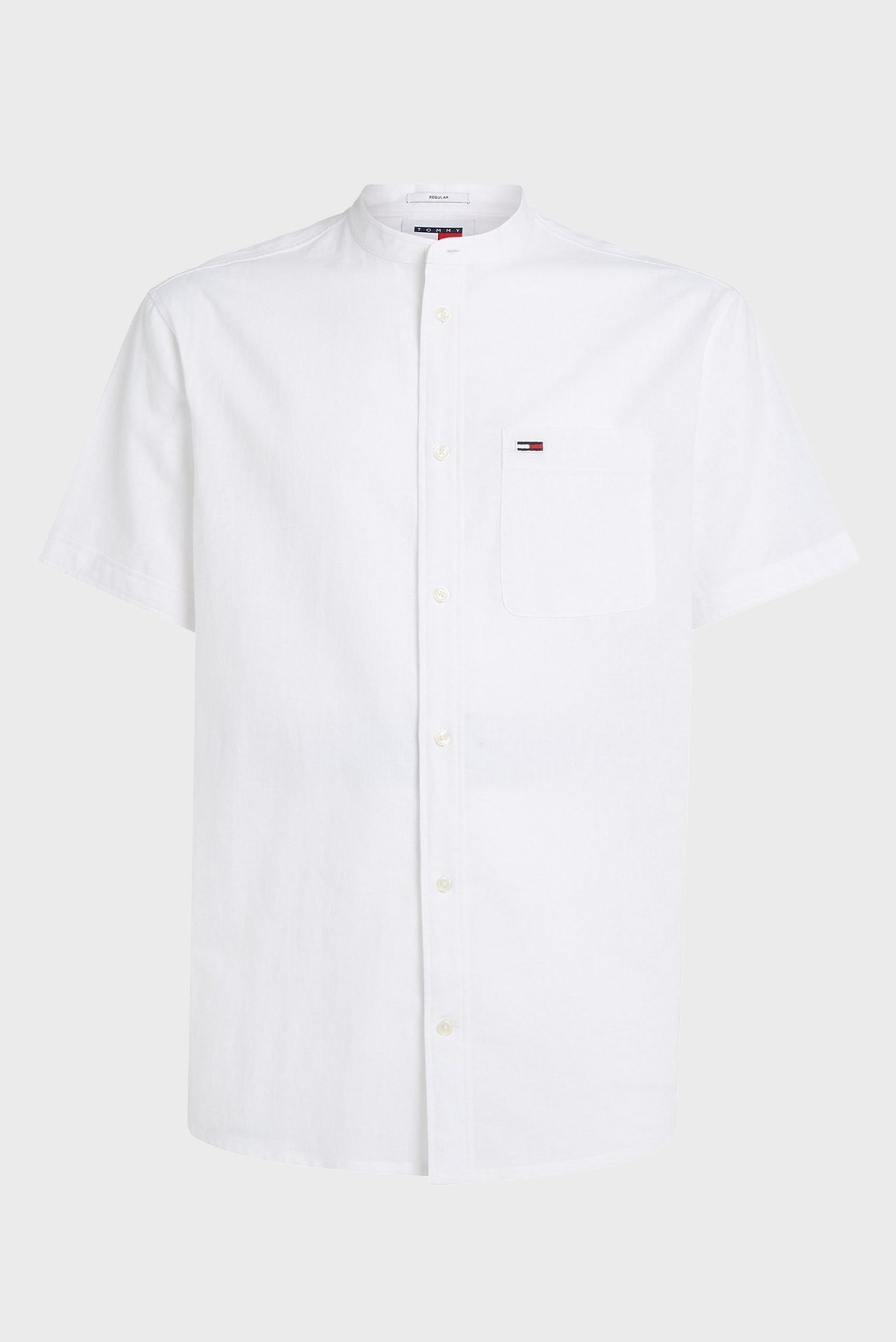 Мужская белая рубашка TJM REG MAO LINEN BLEND SS 1